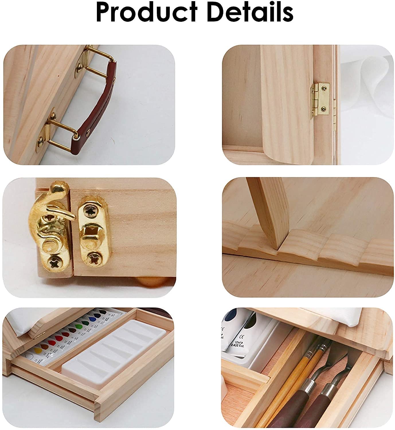 Tabela Sztaluga Zestaw Art Materiały do ​​rysowania i szkicowania, Przenośne Desktop Drewniane Sketchbox Malowanie Schowek, Regulowany Artysta Top Deska z płótnem, farba akrylowa, dla dorosłych dzieci