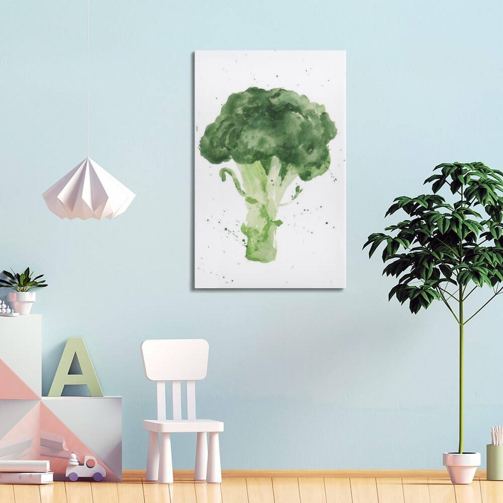 DLJGDS Free Style Aquarell Brokkoli Gemüse dekorative Malerei Leinwand Wandposter und moderne Familienschlafzimmer-Dekoration 50 x 75 cm