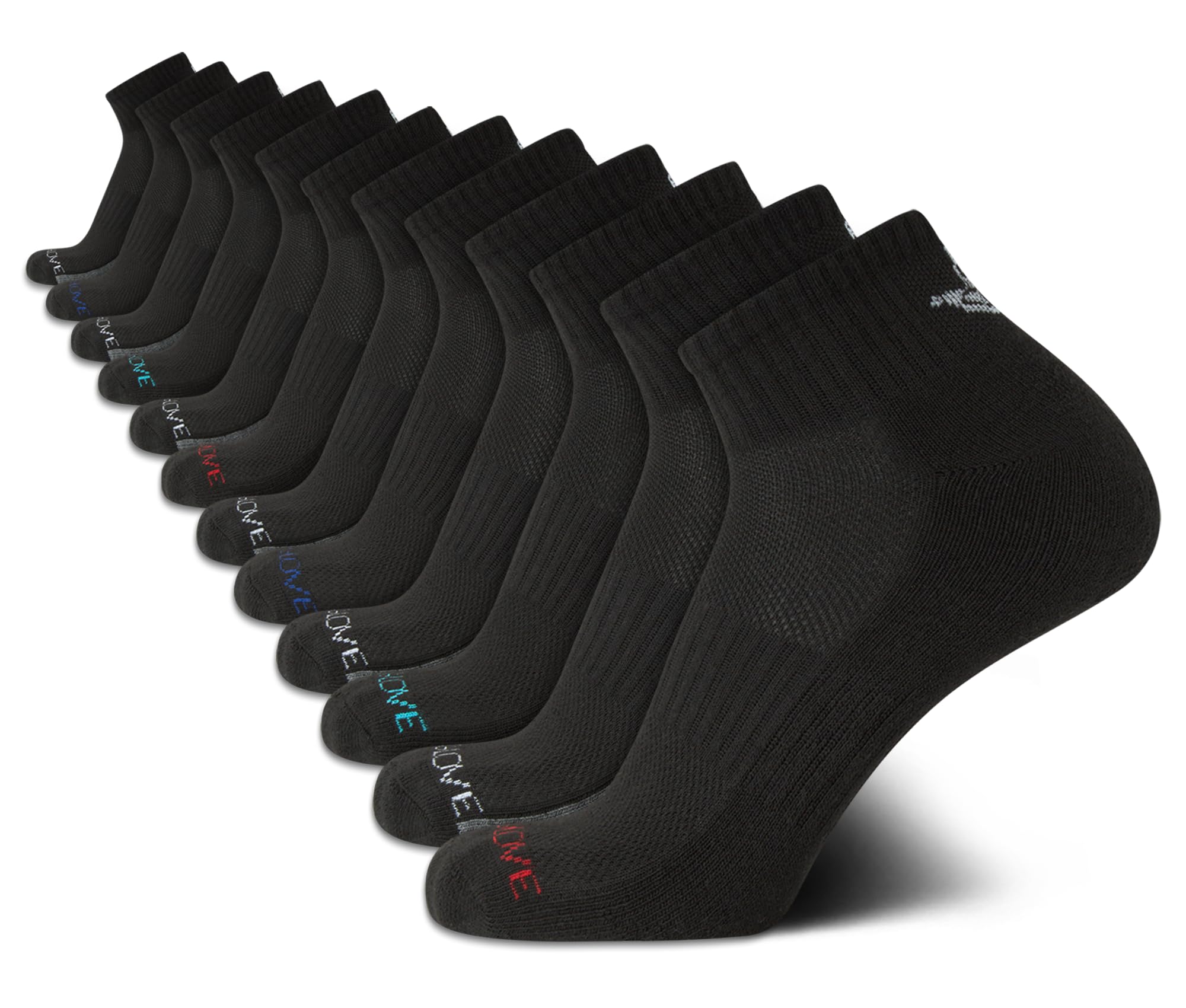 Body GloveMen's Socks - 12 Pack Performance Cushion Athletic Quarter Cut Socks - Running Socks for Men