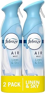 Febreze Air Mist Air Freshener Spray, Odor-Fighting Room Spray, Air Fresheners for Home and Bathroom and Kitchen, Aerosol Can, Linen & Sky Scent, 8.8oz, 2 Count