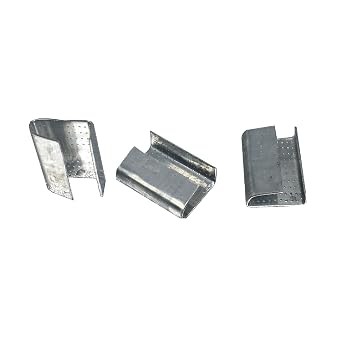 Banding Clip, Open Serrated Seal, Polyester PET Strapping, Snap-On Gripper Strap Clip, 5/8" 16 mm Wide, 1" 25 mm Long, 0.032" 0.8 mm Thick, Regular Duty Shipping, 1 Pack, 200 Pcs/Pack, 1608