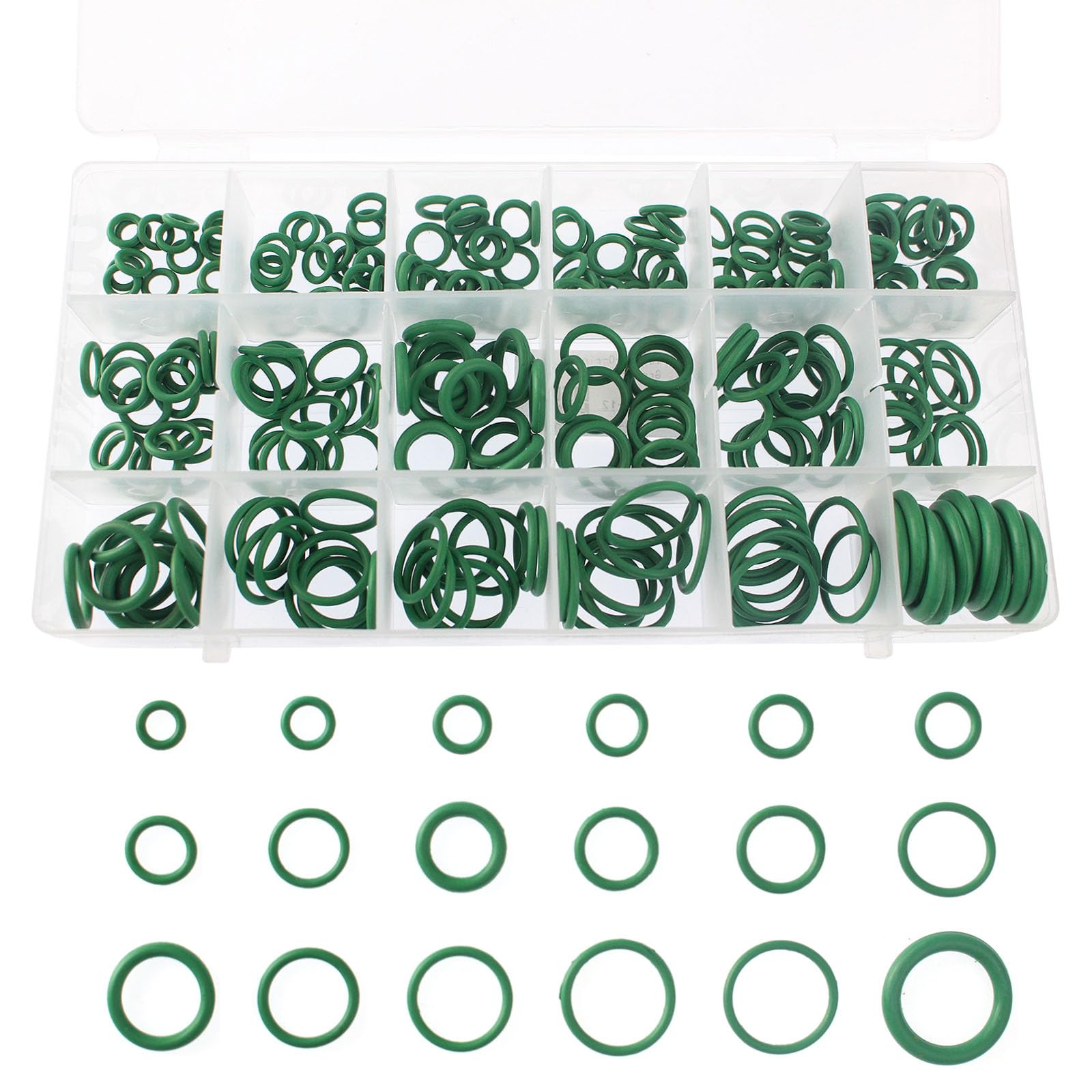 Kit assortito di guarnizioni in gomma nitrilica per auto, rubinetti, rubinetti, tubi, riparazione veicoli, idropulitrice, aria o gas, resistono al calore dell'olio, colore: verde