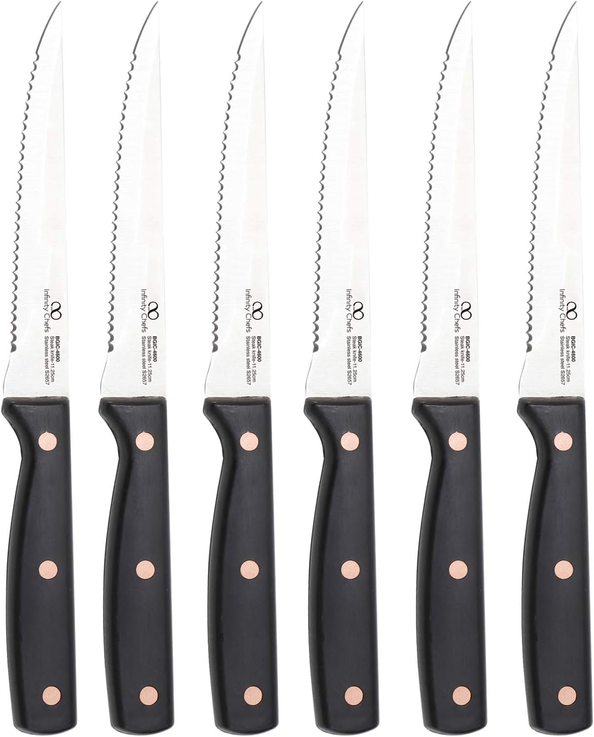 Bergner Home Infinity Chef Set of 6 Premium Stainless Steel Steak Knives