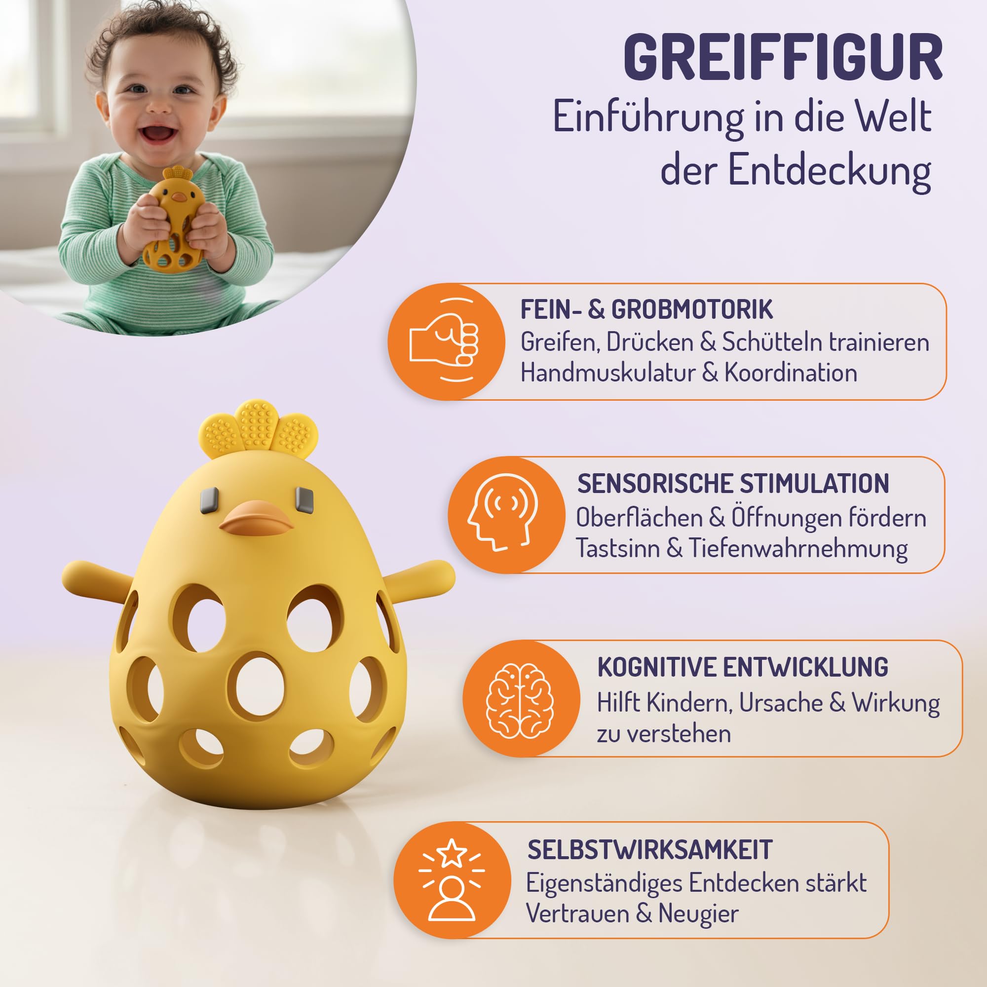 STRAUB Baby Spielset – Pädagogisch entwickeltes Lernspielzeug-Set – Beißring, Greifring, Greiffigur & Stapelturm – Baby-Spielzeug, Babyzubehör zur Förderung von Sensorik, Feinmotorik & Wahrnehmung