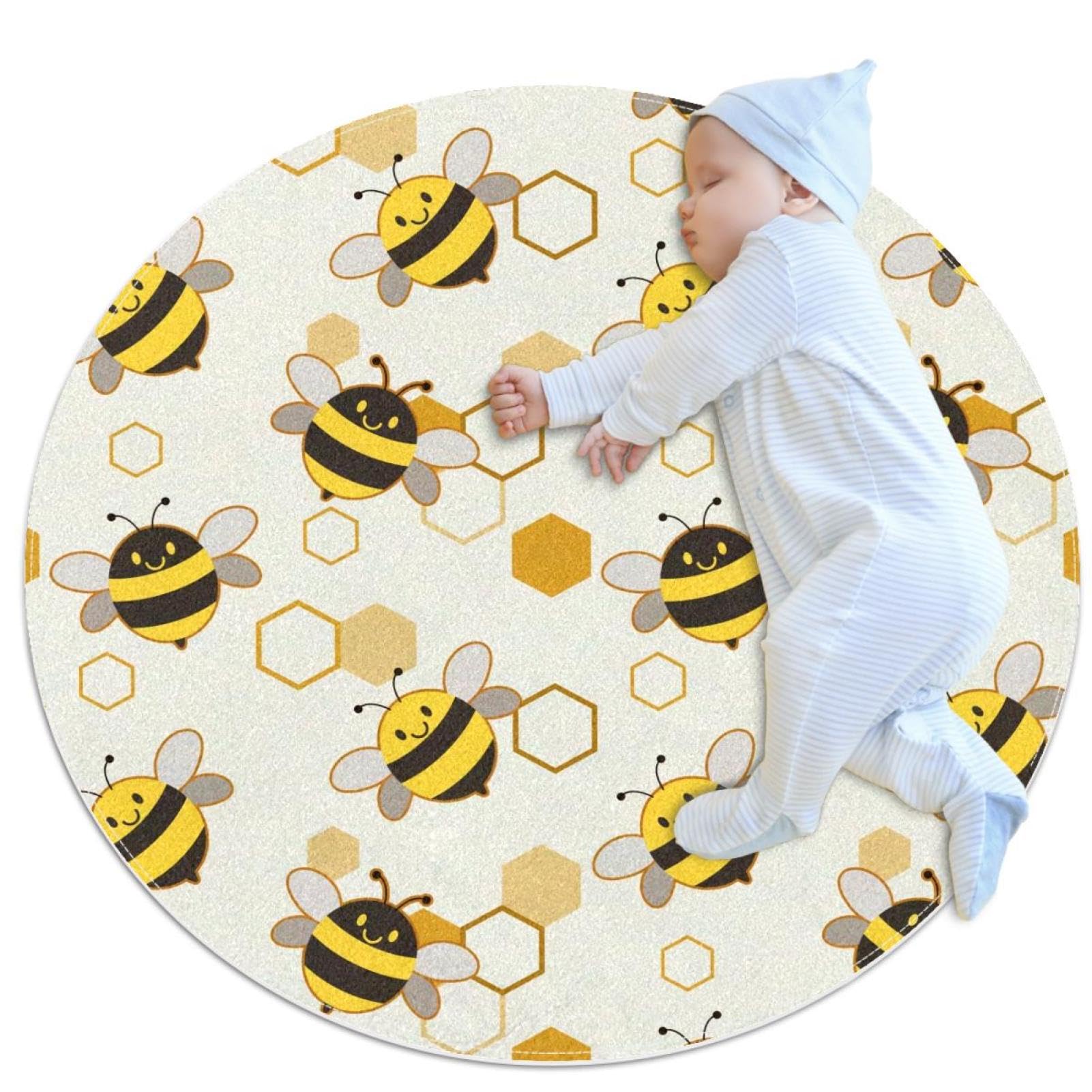 Tapis antidérapant abeilles 1m de diamètre pour la douche et le salon