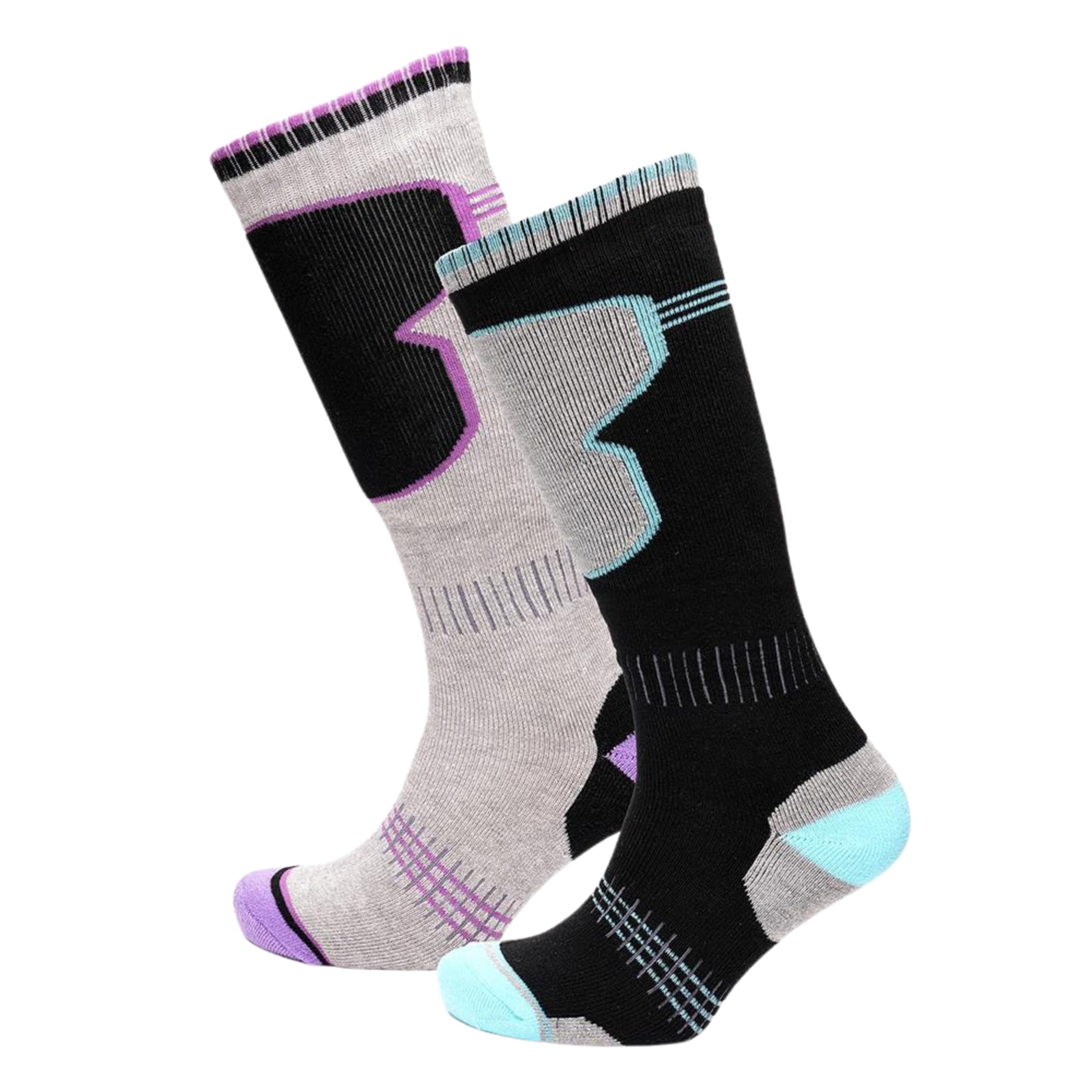 A2Z Ladies Thermal Skiing Knee High Socks Pack to 2 - Socks LDS AZ7611 B/G 2 Pack 4-8