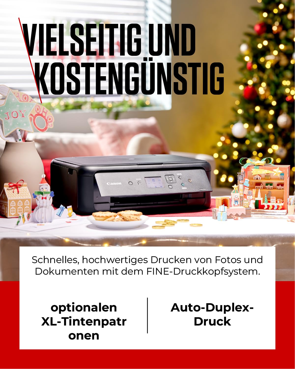 Canon PIXMA TS5150 Drucker Farbtintenstrahl Multifunktionsgerät DIN A4 (Scanner, Kopierer, Farbdisplay, 4.800 x 1.200 dpi, USB, WLAN, Duplexdruck, 2 Papierzuführungen) schwarz