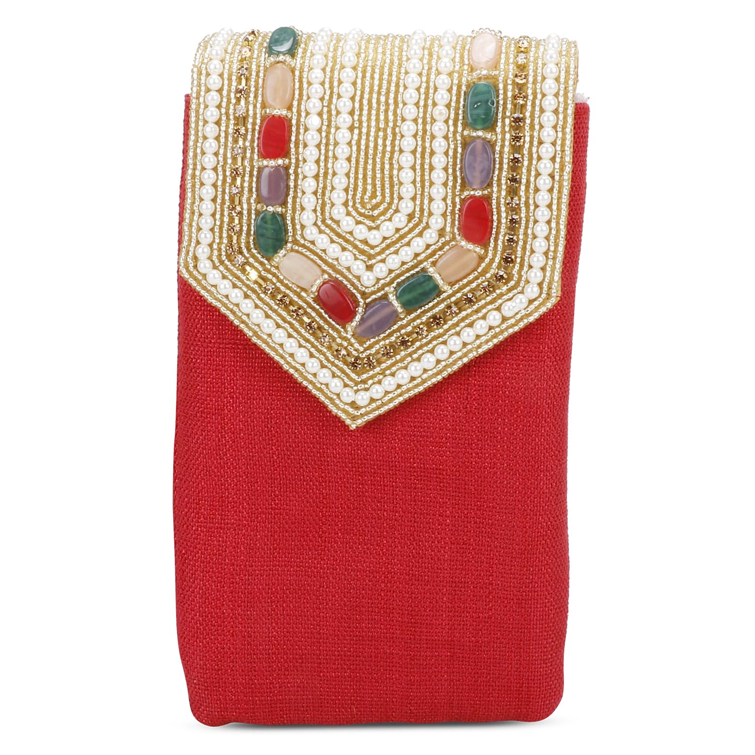 Pearl Clutch Silk Saree Clutch Mobile Pouch Waist Clip Gift for Women & Girls-image-31