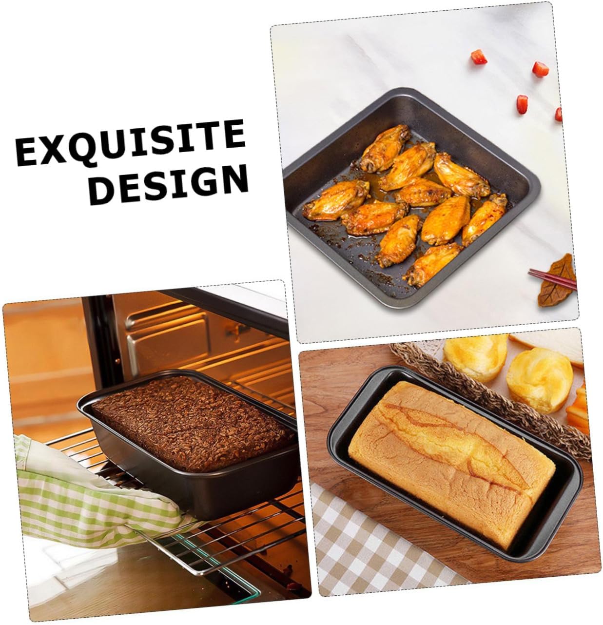 1 Set Nonstick Bakeware Versatile Baking Pans for Cakes Cookies and Roasting Black Finish for Home Baking and Cooking