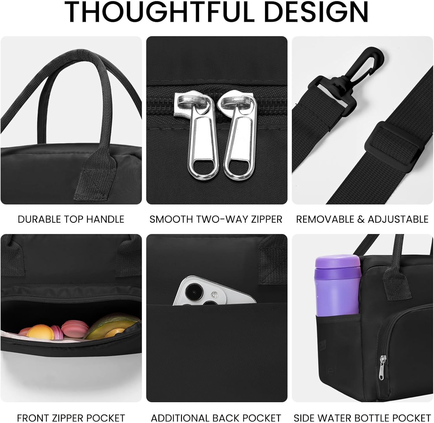 MAMONA Lunch Bag for Women Men Large Capacity Reusable Lunch Box Corduroy Insulated Cooler Tote Bags for Office Picnic - Image 5