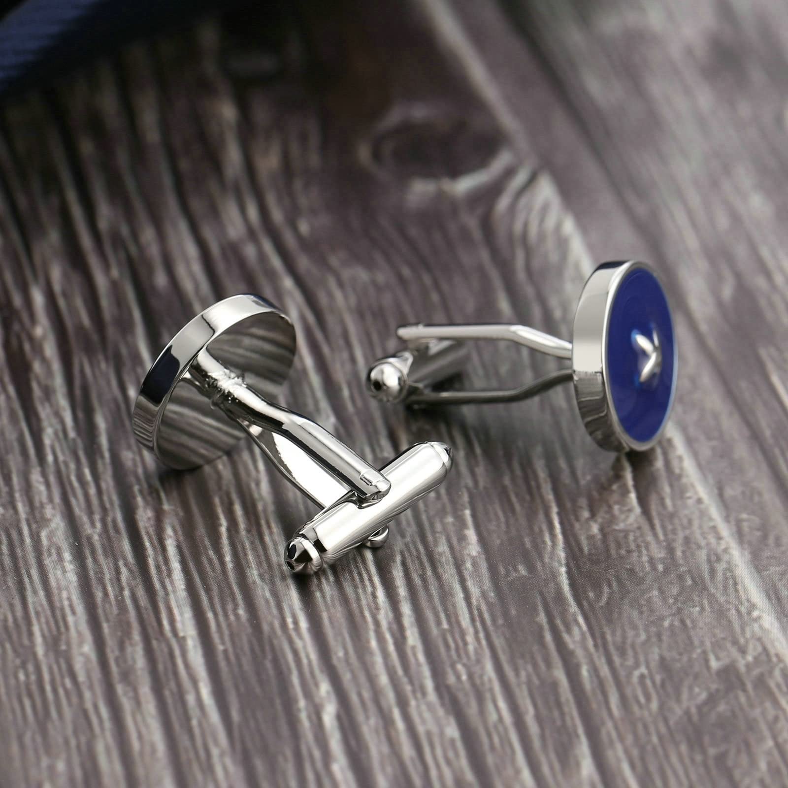 Bouton Manchette, Cadeau Jeune Homme Acier Inoxydable Conception de Bouton Rond en Émail Bouton Manchette Date d'anniversaire l'obtention du diplôme