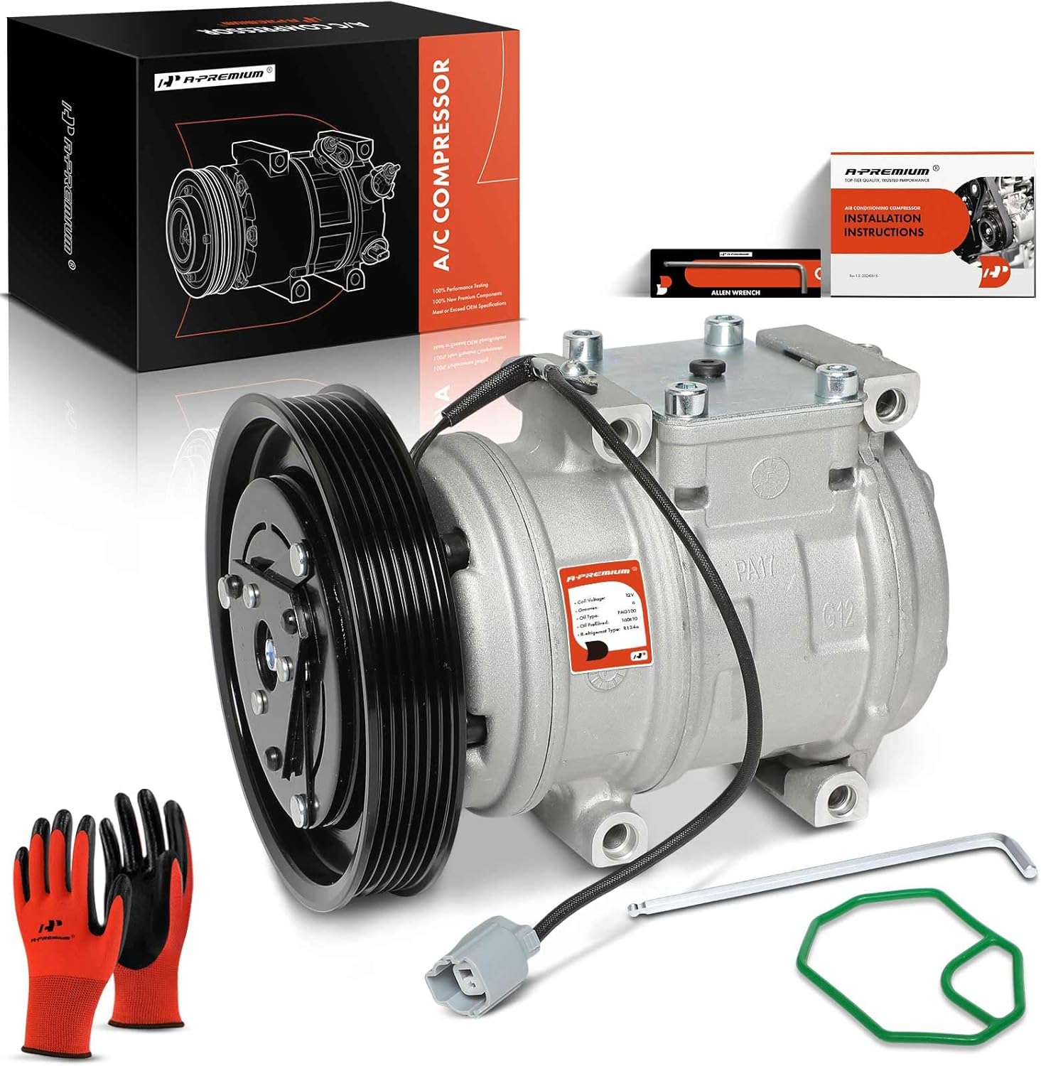 A-Premium A/C Compressor with Clutch Compatible with Acura CL 2.3L 1998-1999, Honda Accord 2.3L 1998-2002