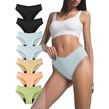 TIICHOO Seamless Period Underwear for Women Regular Absorbency No Show Period Bikini Panties 7 Pack