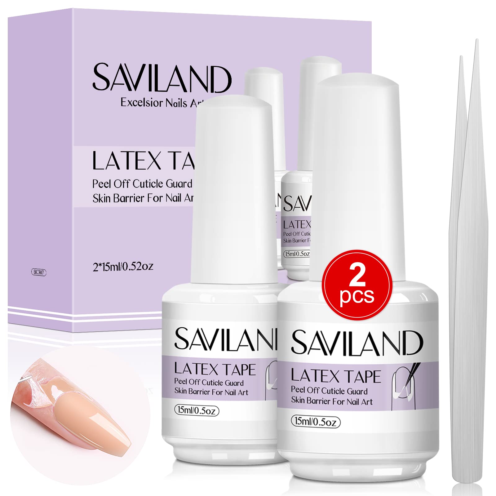 SAVILAND 2 Piezas Látex Líquido Para Uñas – Cinta De Látex Para Uñas Arte Exfoliante De Cutículas Esmalte De Uñas Protección Barrera De La Piel Protección Gel Esmalte De Uñas Manicura Principiantes