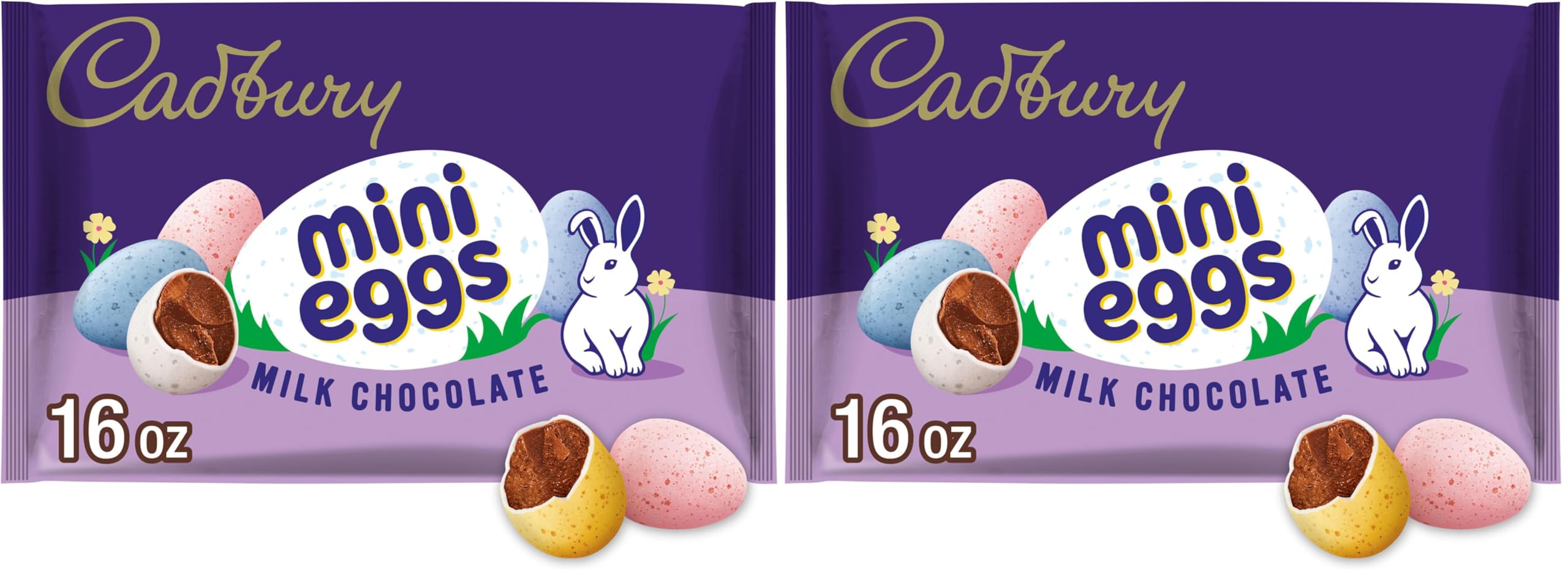 CADBURY MINI EGGS Milk Chocolate, Easter Basket Easter Candy Bag, 16 oz (Pack of 2)