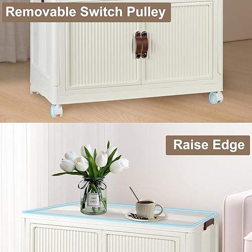 Vista 6 de Contenedores de almacenamiento apilables para armario, organizadores de ropa plegables, armario portátil con tapas y puertas, almacenamiento de ropa