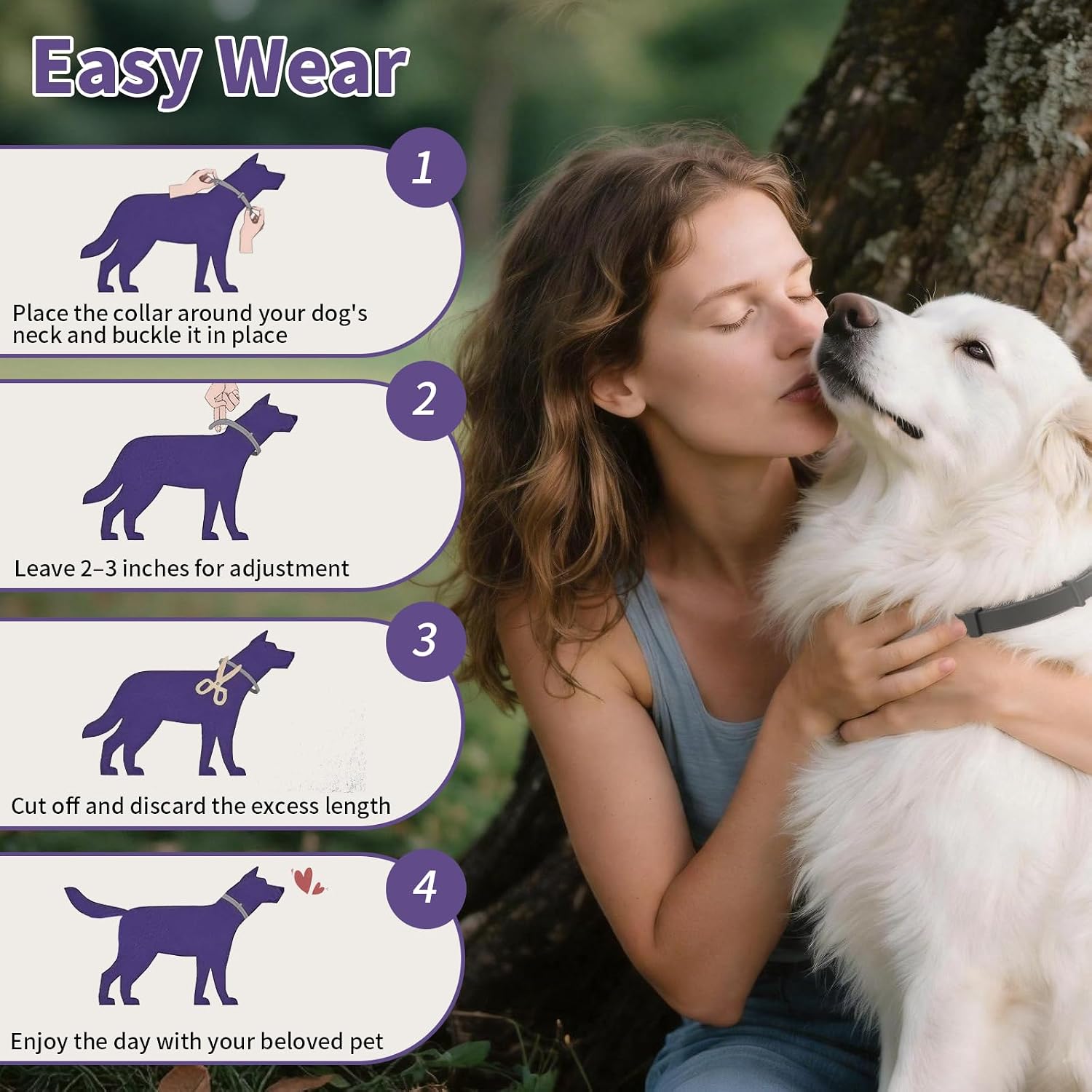 Wiiks&Wooks Flea and Tick Collar for Dogs, 4 Packs Flea Collar for Dogs for 32 Months Protection, Waterproof & Adjustable Flea and tick Prevention Collar for Small Medium Large Dogs & Puppies, Grey