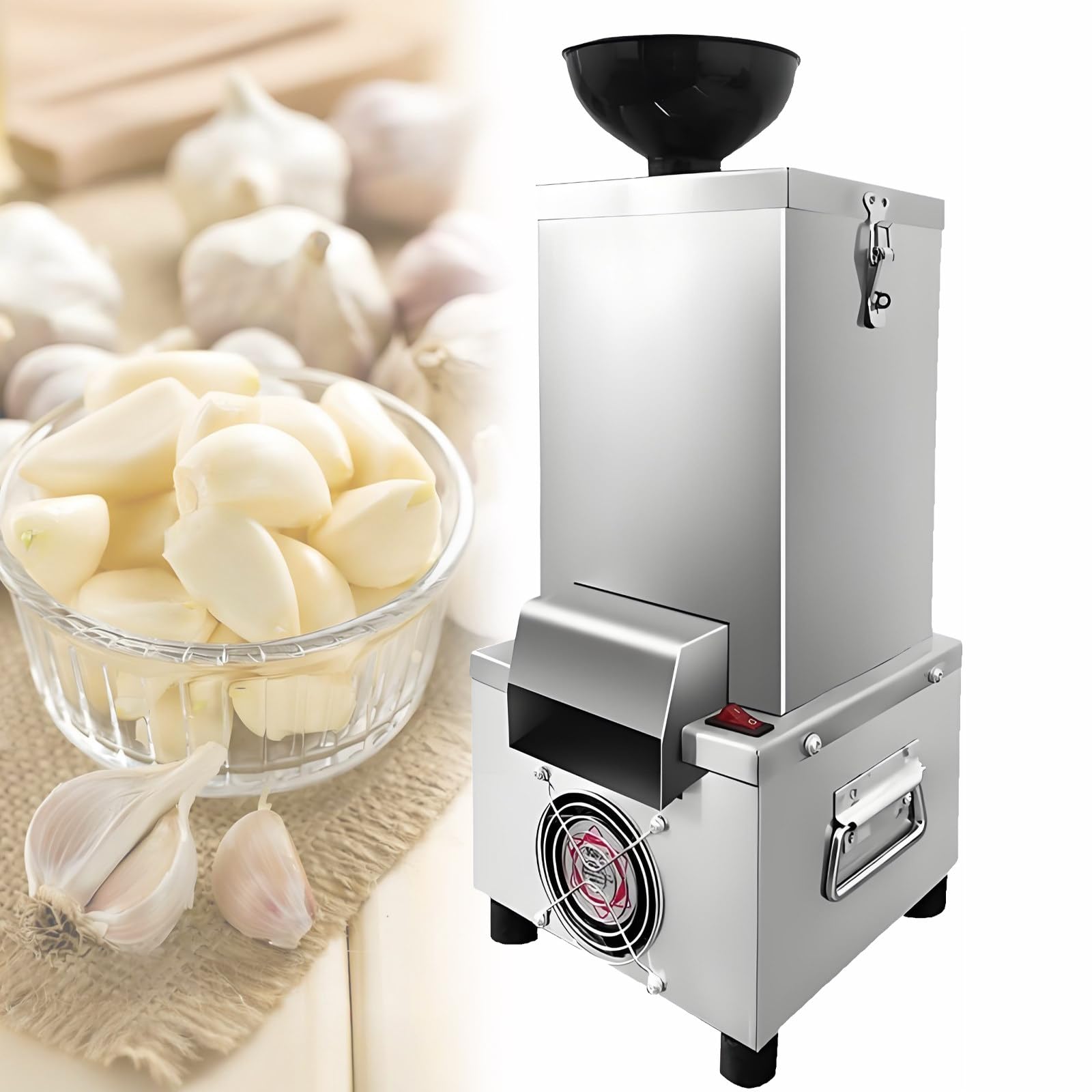 WDDBFL 200W Heavy Duty Commercial Garlic Peeling Equipment with Feed Hopper, Electric Automatic Garlic Clove Peeler Suitable for Canteen, Food Stall and Commercial Kitchen Use