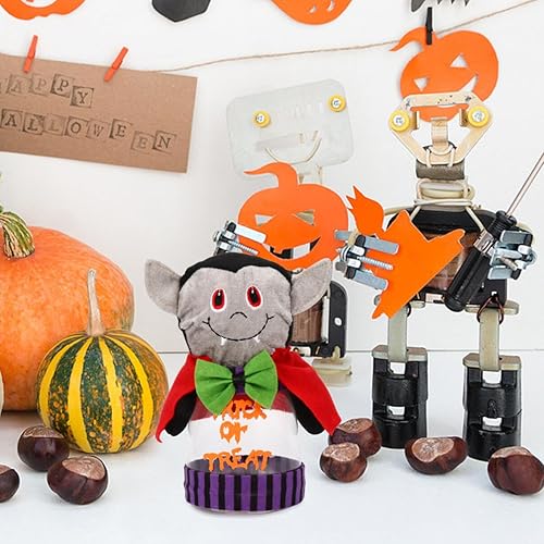 Miniatura 6 de Luxshiny Tarro de caramelo de Halloween para niños, mini tarro de caramelo, cajas de regalo de dulces, tarros de plástico transparente con tapas,