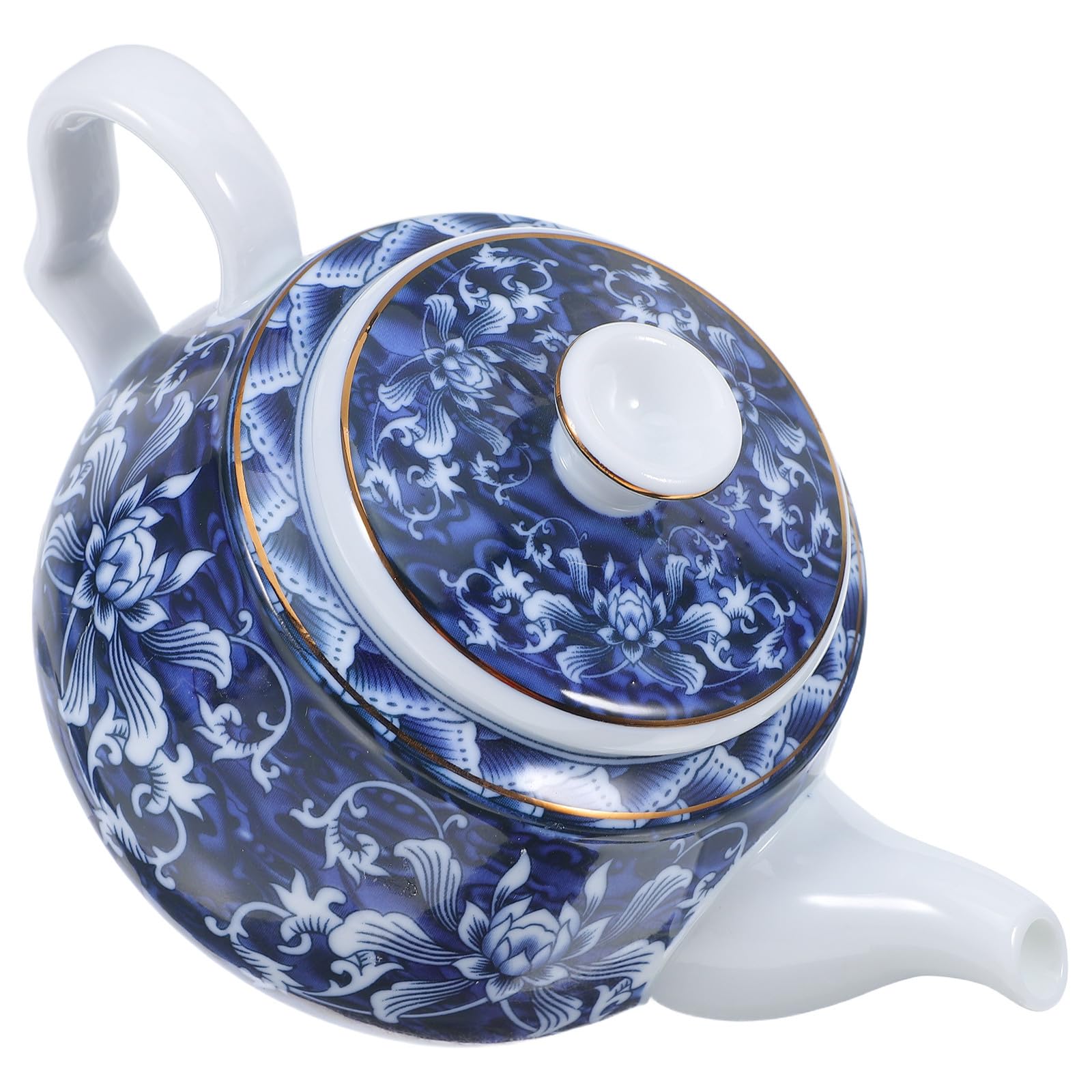 Tetera de Cerámica Azul Estilo Chino para Té, con Asa y Filtro