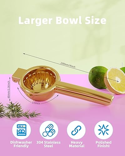 Miniatura 6 de Exprimidor de limón de acero inoxidable  Cuenco exprimidor de metal sólido resistente  Exprimidor manual grande de cítricos y exprimidor de lima