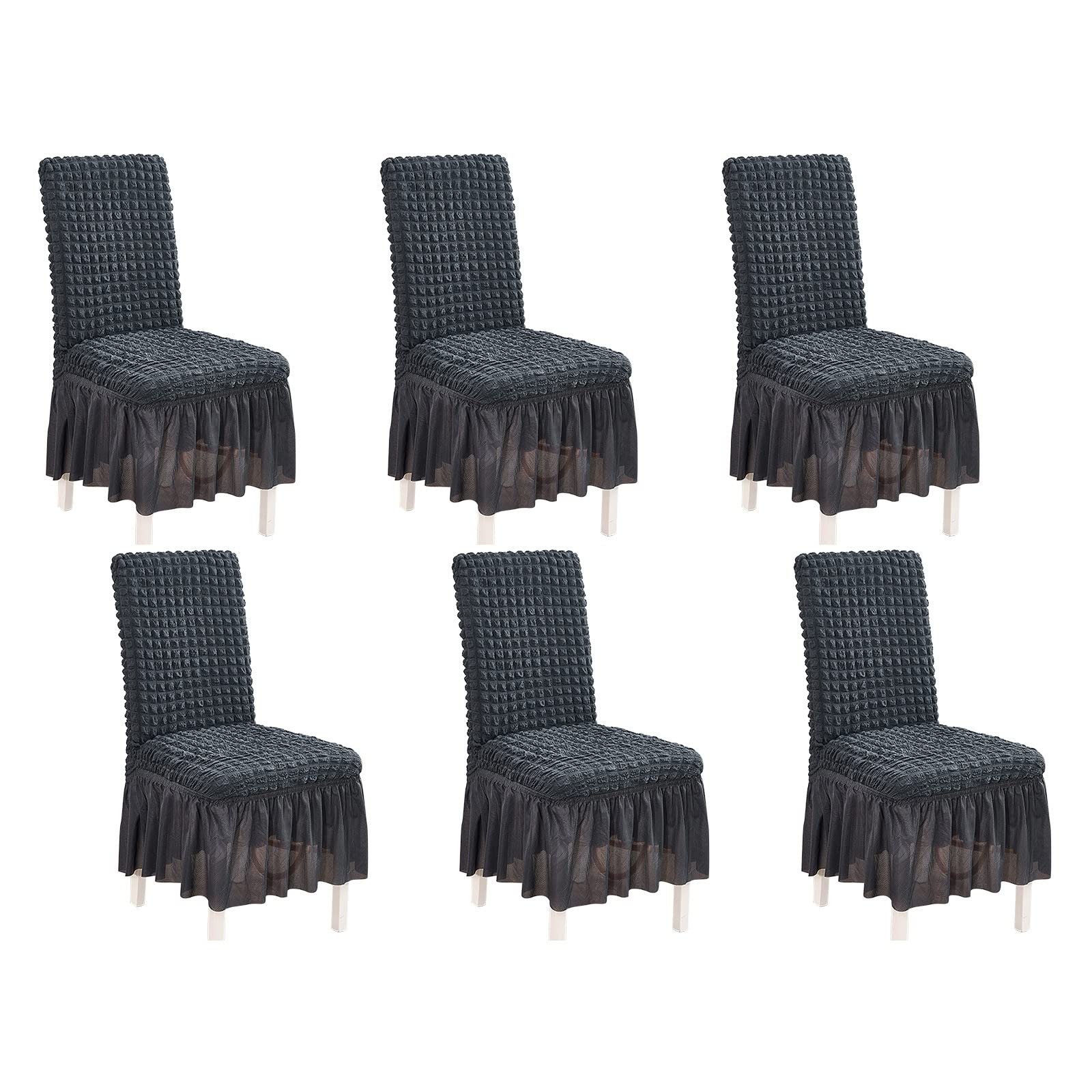 Housse de chaises polyester extensible et infroissable lot de 6 KnSam