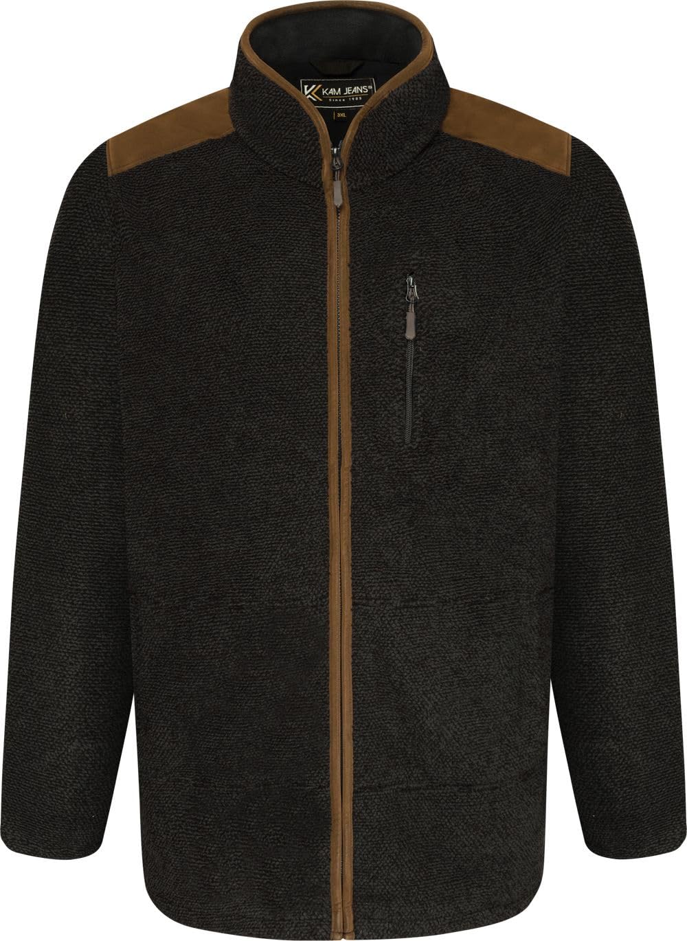 Kam Men's Black Jeanswear Full Zip Macaroni Bonded Fleece Jacket - 5XL