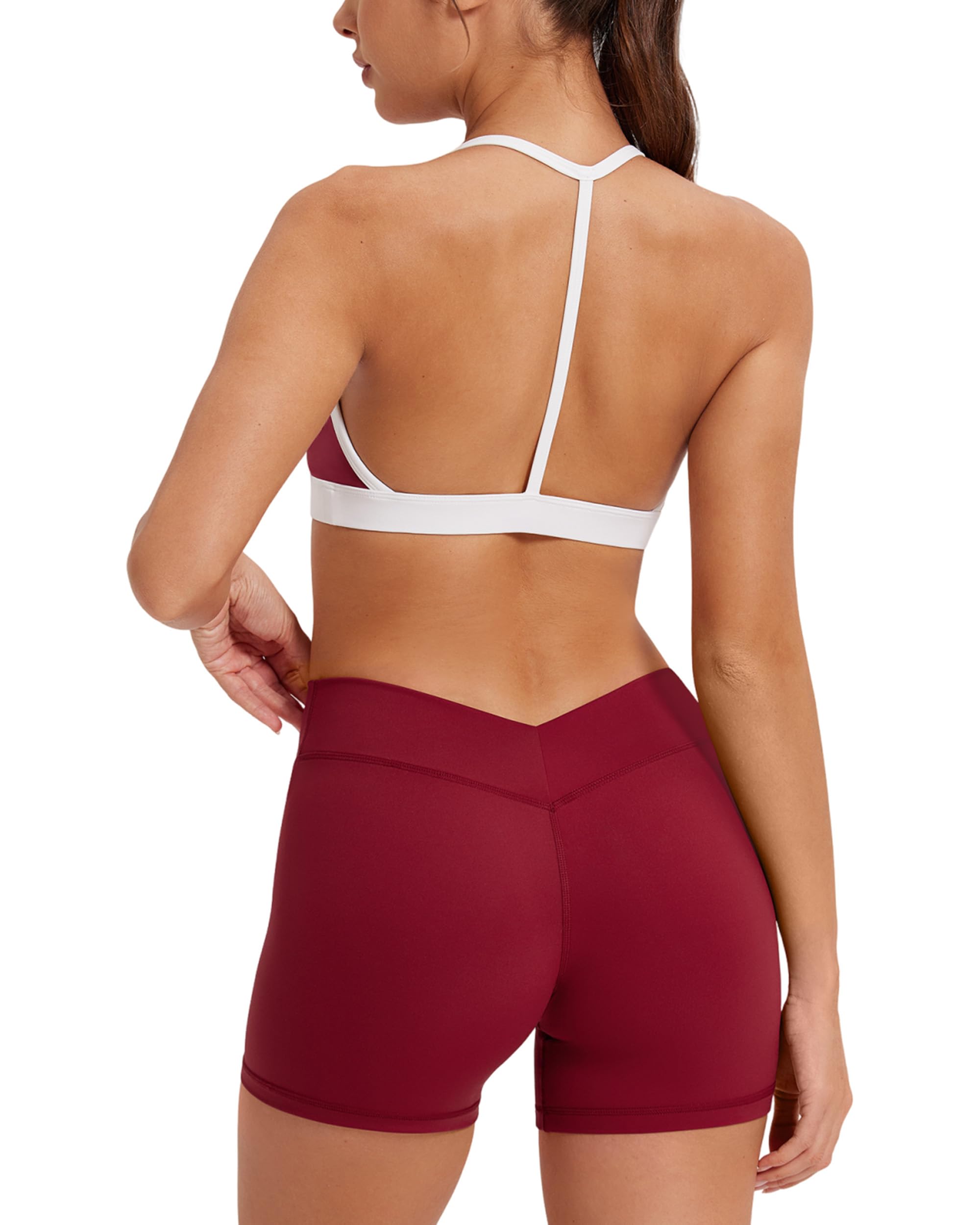 MOOSLOVER Women 2 Piece Workout Sets Layered Halter Sport Bra V Back Gym Shorts Yoga Outfits