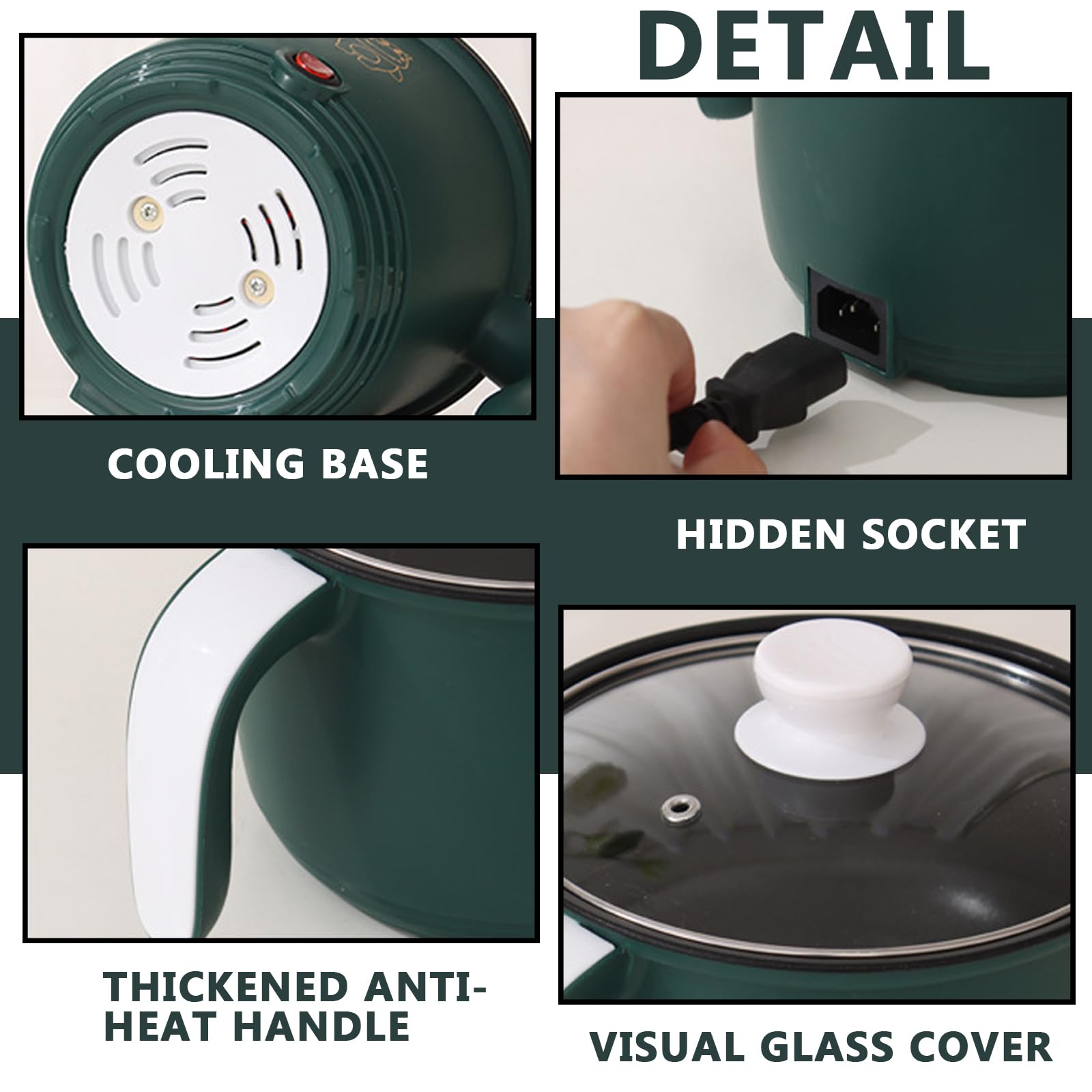 Casserole électrique 1,8 L antiadhésif, Mini fondue électrique, Multicuiseur portable avec cuiseur vapeur