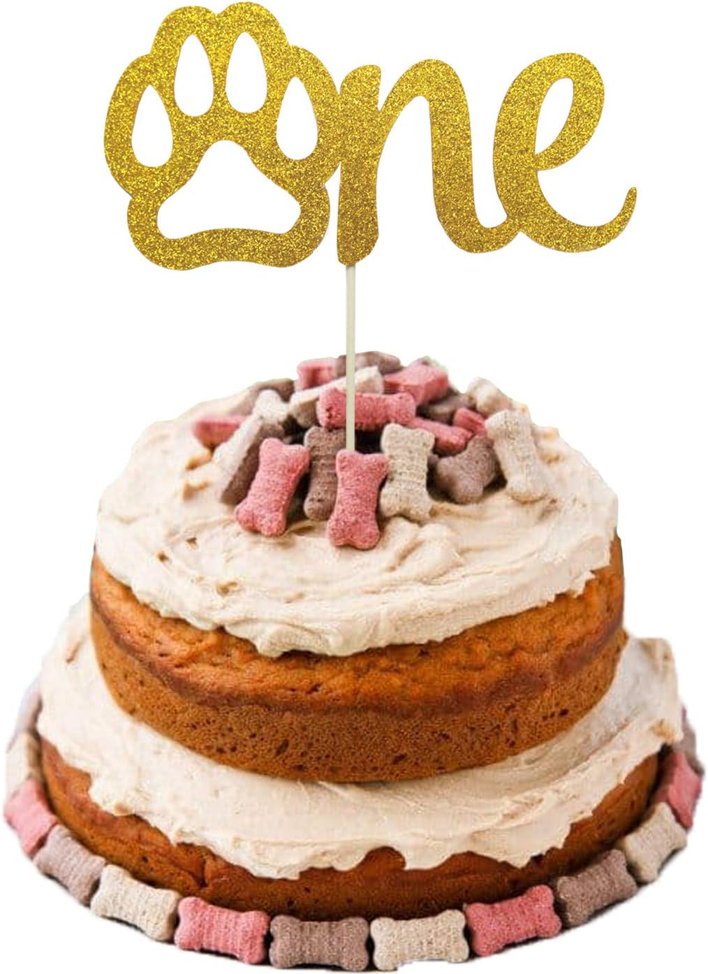 Dog Cake Topper 1, Gold Glitter Dog 1st Birthday Cake