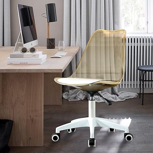 Miniatura 4 de Silla de escritorio transparente, Silla de oficina en casa de plástico, Silla giratoria de plástico para oficina, hogar, maquillaje, espacio