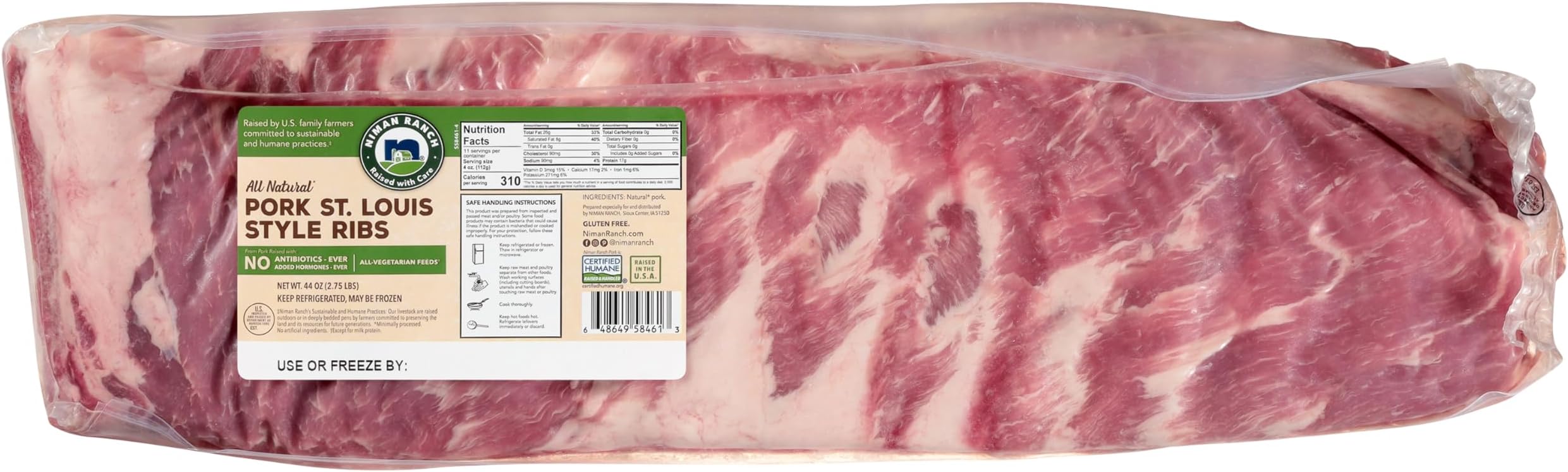 Niman Ranch, Pork Spareribs, St. Louis Style, 2.75 lb
