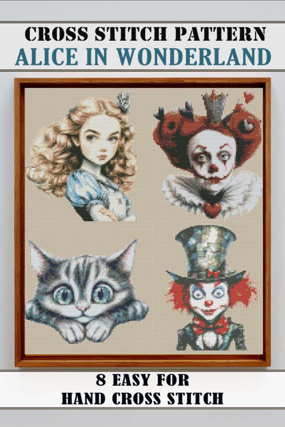 Cross stitch patterns Alice in Wonderland: 8 Easy Designs for Hand Cross Stitch