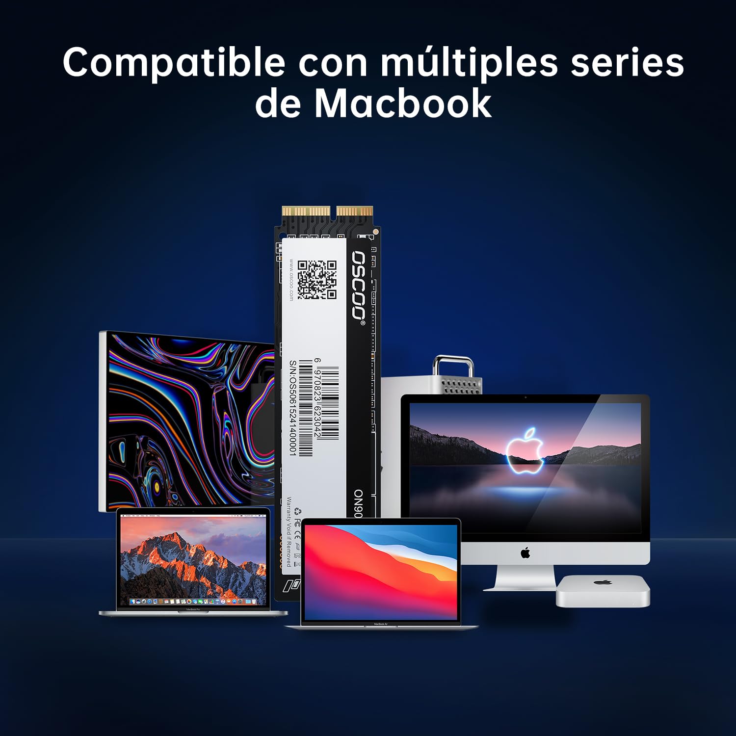 1TB NVMe SSD PCIe gen3.0x4 Disco Duro Interno para Leer y Escribir hasta 3500MB/s, tecnología NVMe 3D NAND, para Mac Air 2013-2017, Mac Pro 2013-2016, Mac Mini 2014, iMac 2012-2018