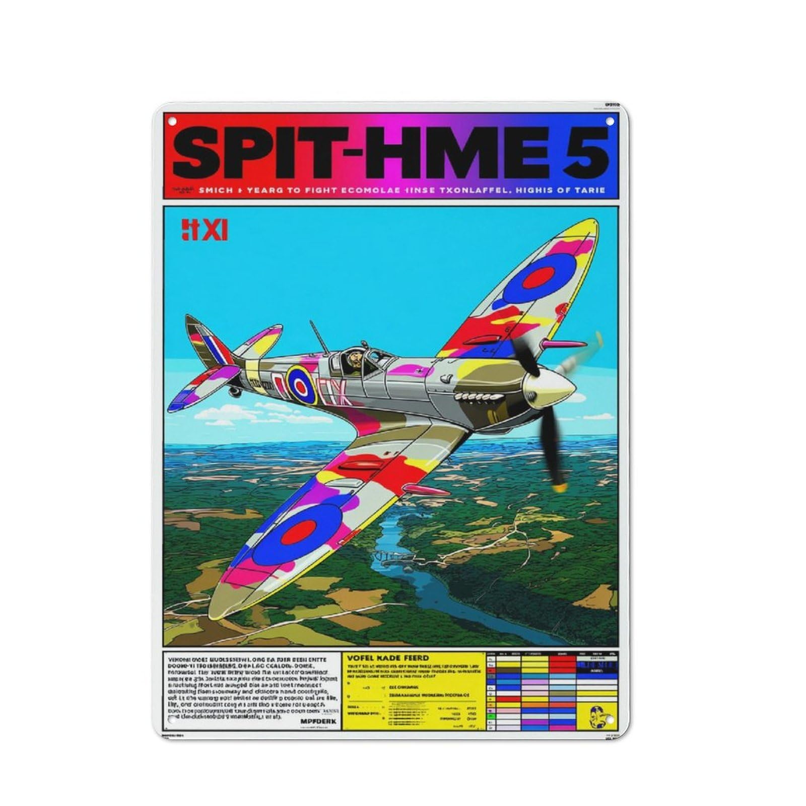 Junmoney Spitfire Homefront 5 Aerial Adventure Metal Wall Sign 40X30cm Featuring For Garage Wall, For Vintage Wall Decor Fans, For Home Office And Studio Walls