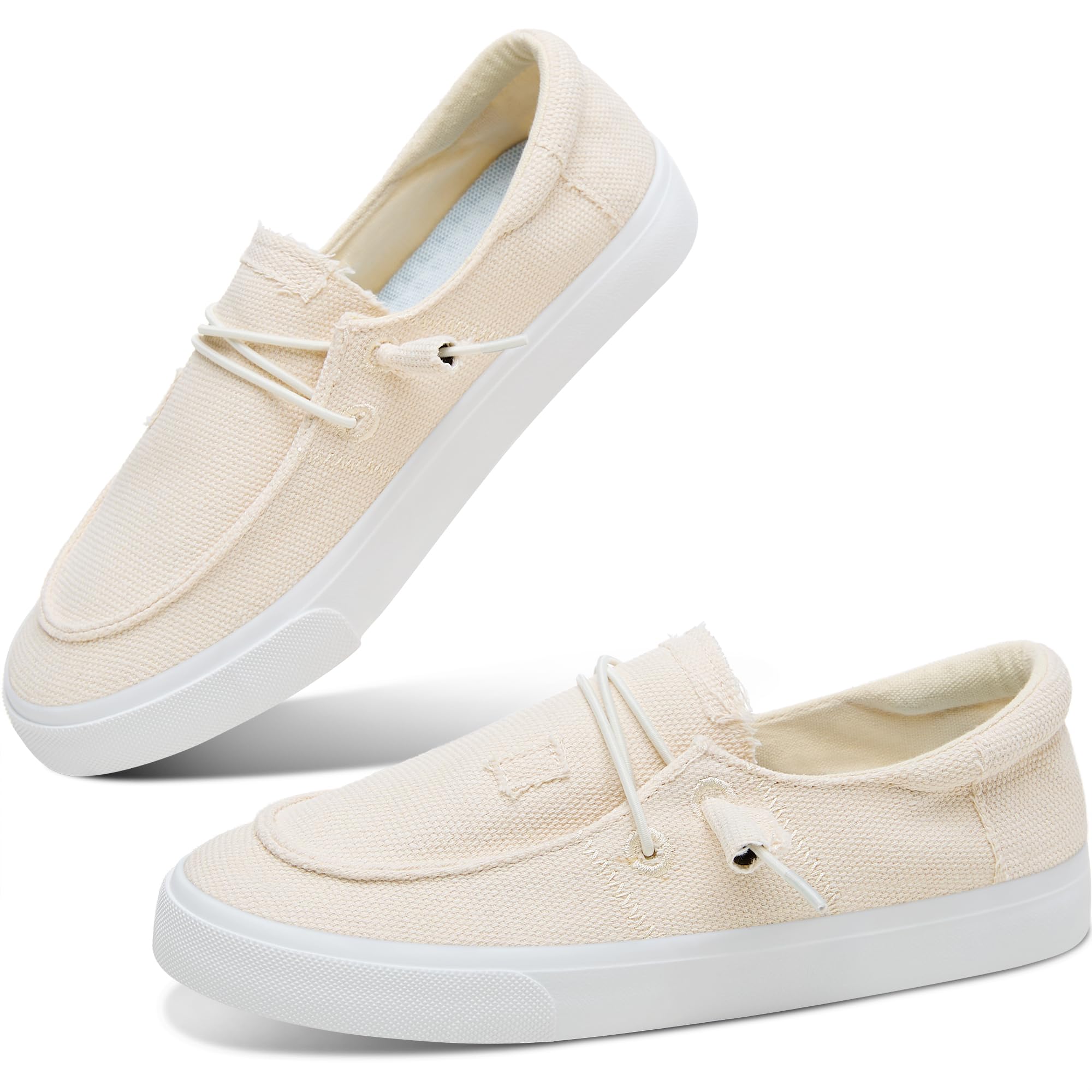 Women Canvas Loafers Light-Weight Slip on Loafers Comfortable Boat Lace up Canvas Fishion Sneakers