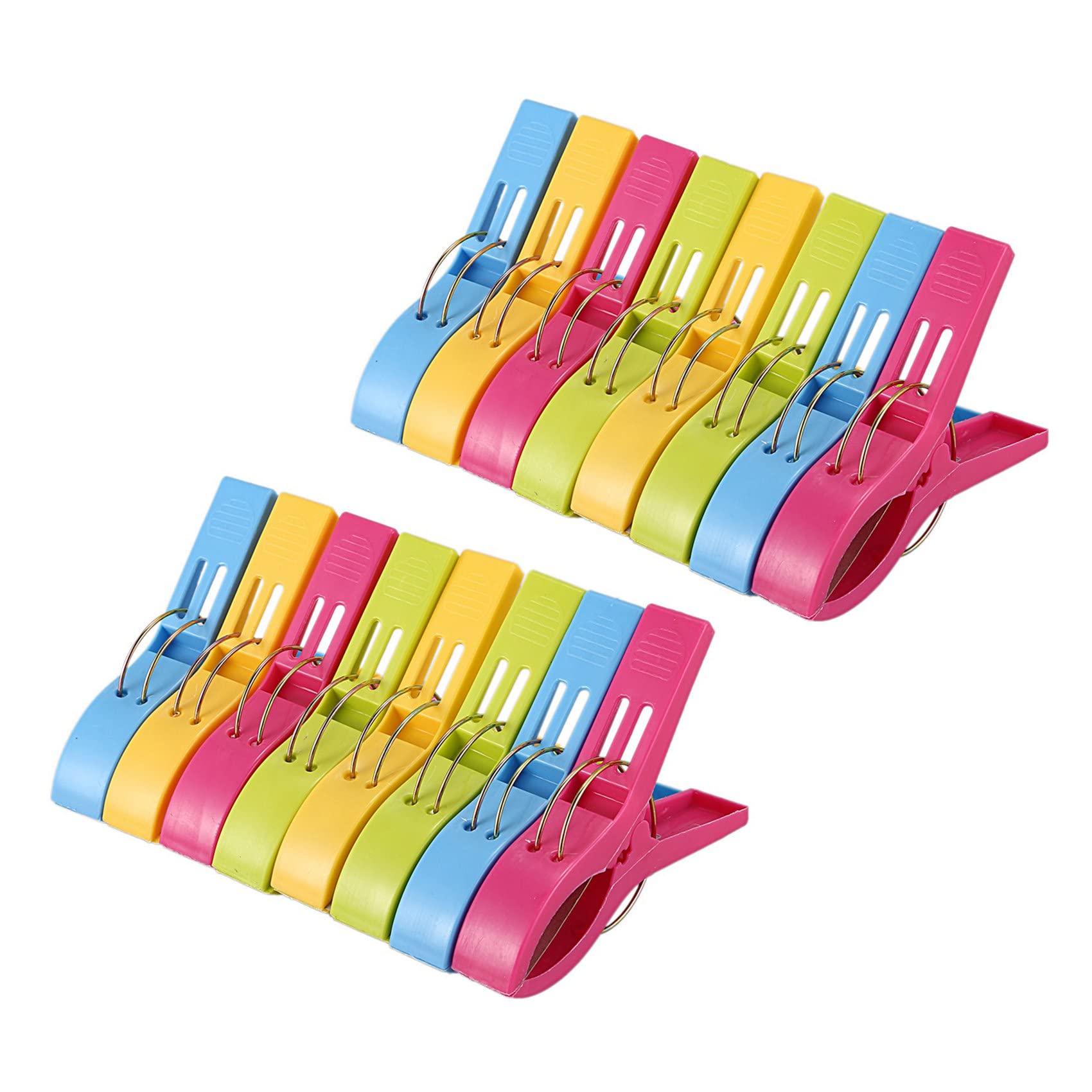 Hndhbfgrt Pack of 16 Large Bright Colour Plastic Beach Towel Pegs Clips for Sunbed Colours