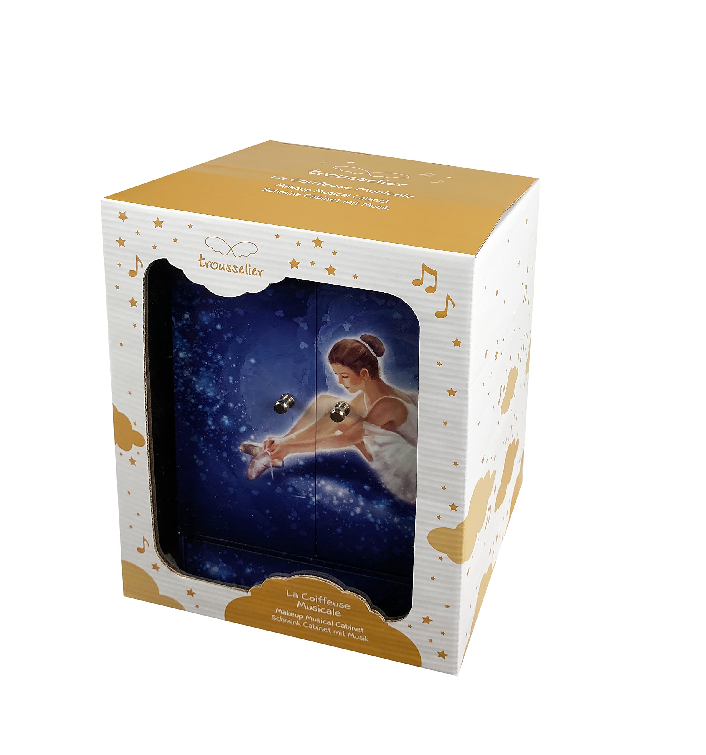 TROUSSELIER – Caja de música bailarina estrella – Caja de joyería musical bailarina – Caja de joyería para niña – Azul marino