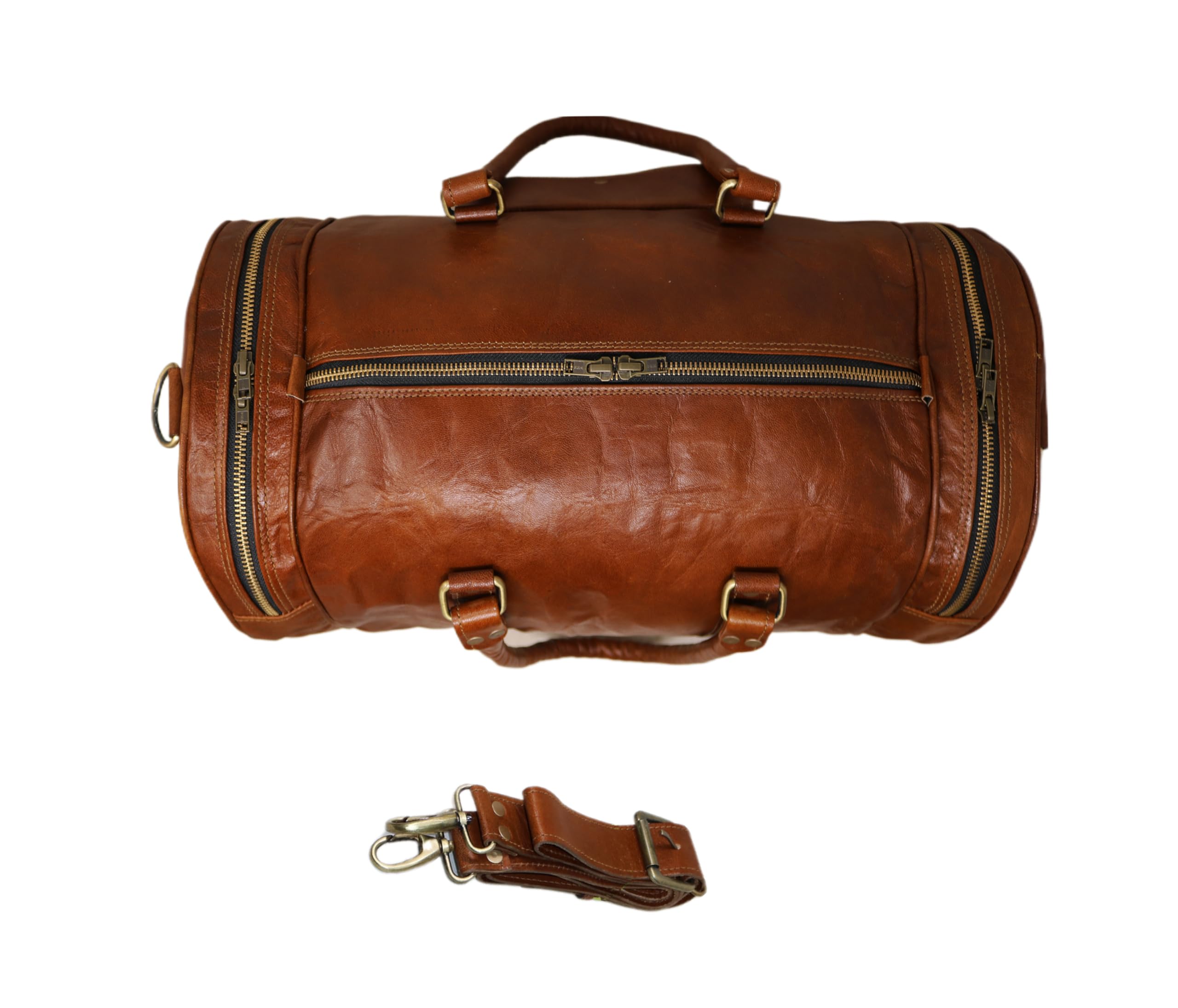 Jaald 56 cm Maleta Equipaje Viaje Mano Cuero Genuino Grande para Hombre y Mujer Fitness Fin de Semana Cabina Carry-on Vendimia Impermeable Regalo Cuero Duffle Gimnasio Bolsa