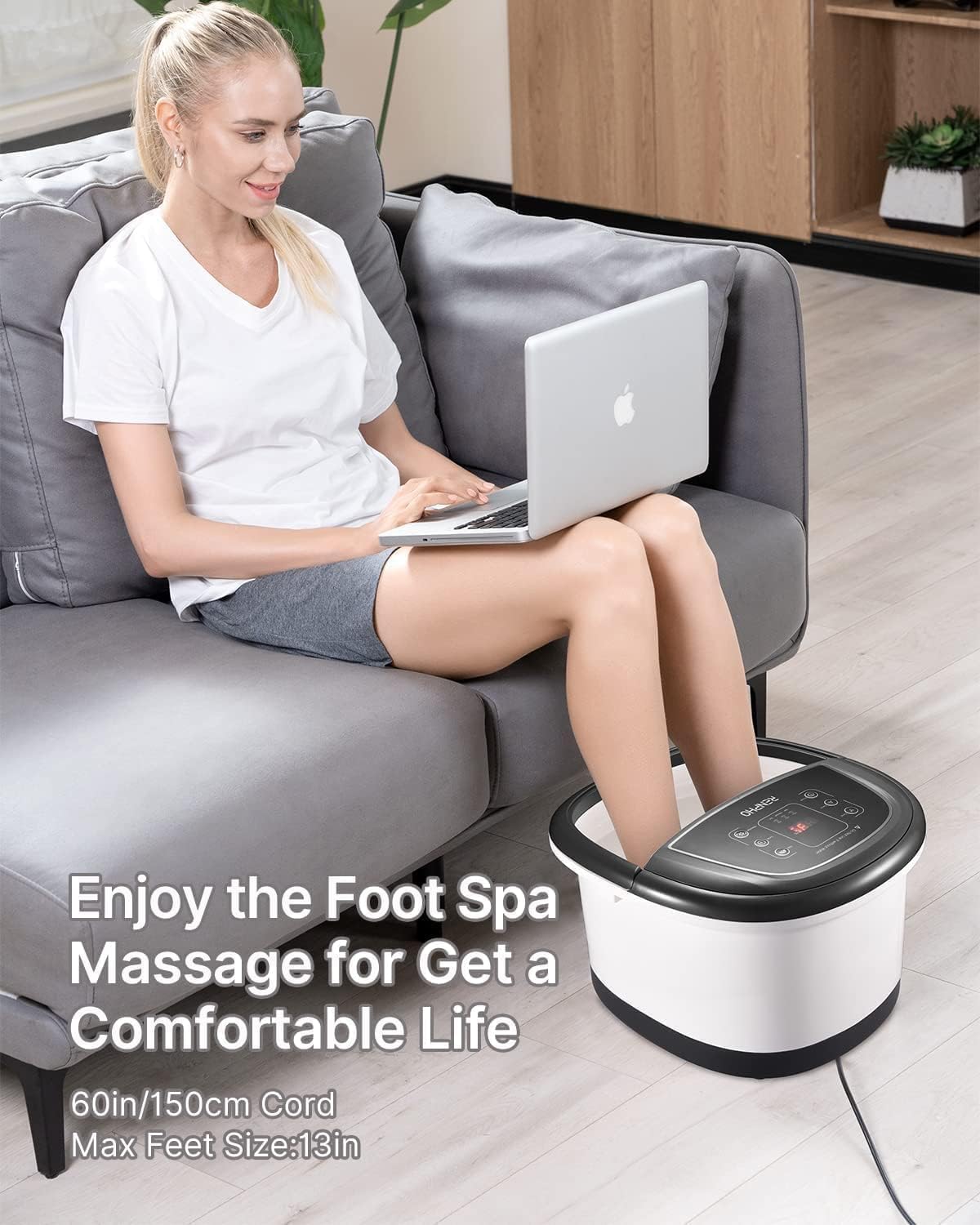 Masajeador de Baño para Pies RENPHO con Calentamiento Rápido, Masaje Automático y Potentes Chorros de Burbujas, Rodillos de Masaje Shiatsu, Pedicura Spa para Pies Cansados, Regalo dia de la madre