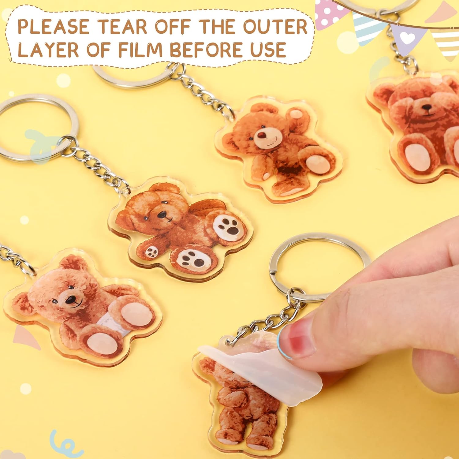 Wettarn 50set Bear Baby Shower Favors Bear Baby Shower Party Favors Return Gifts Souvenirs for Guest Includes Keychains Thank You Tags and Organza Bags for Boy Girls Birthday Party Supplies - Image 2