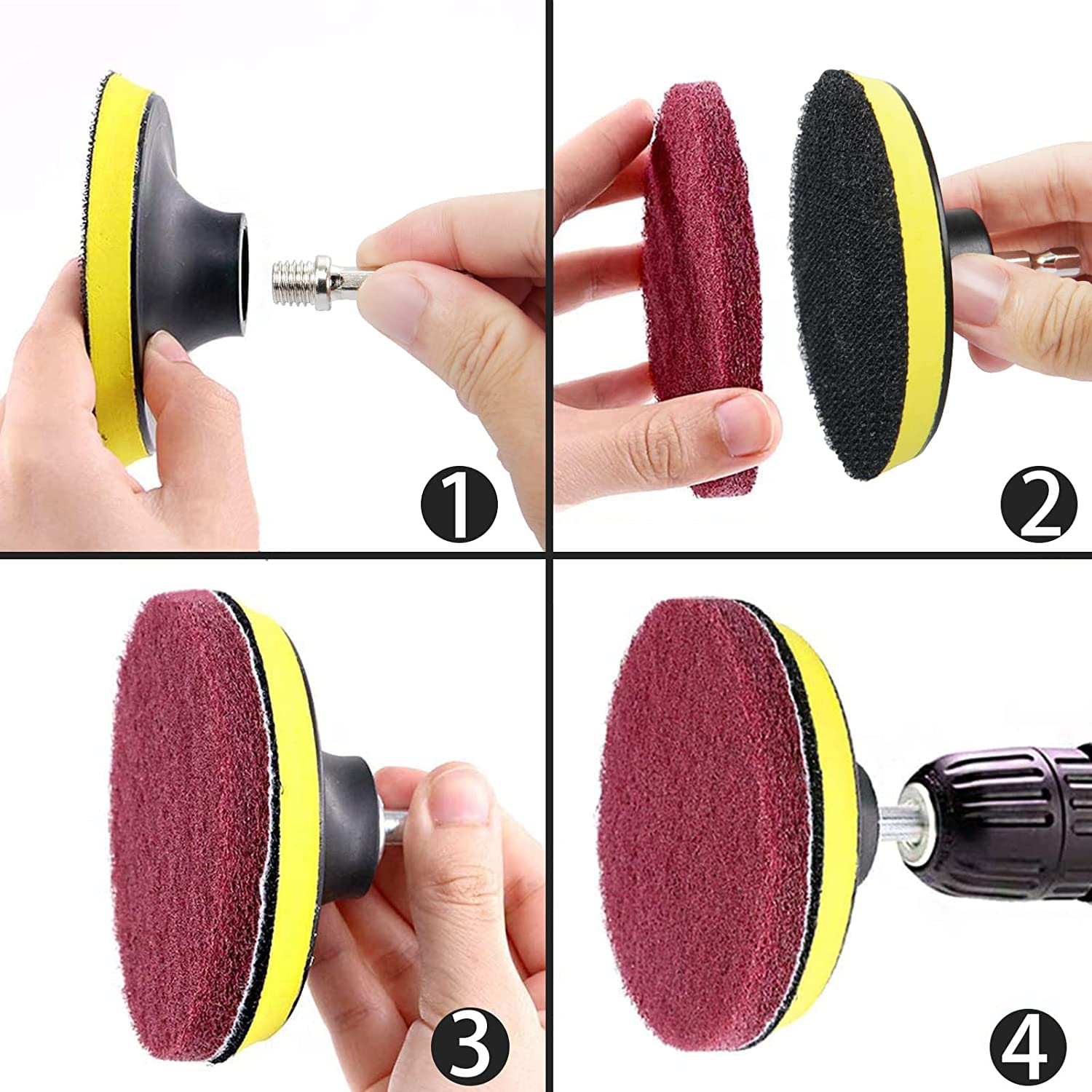 Auniwaig 1200-Grits 7 pulgadas Scrubber Scouring Pads Gris-Multipropósito, Taladro de disco abrasivo y disco de acondicionamiento de superficie de bucle, 8 piezas