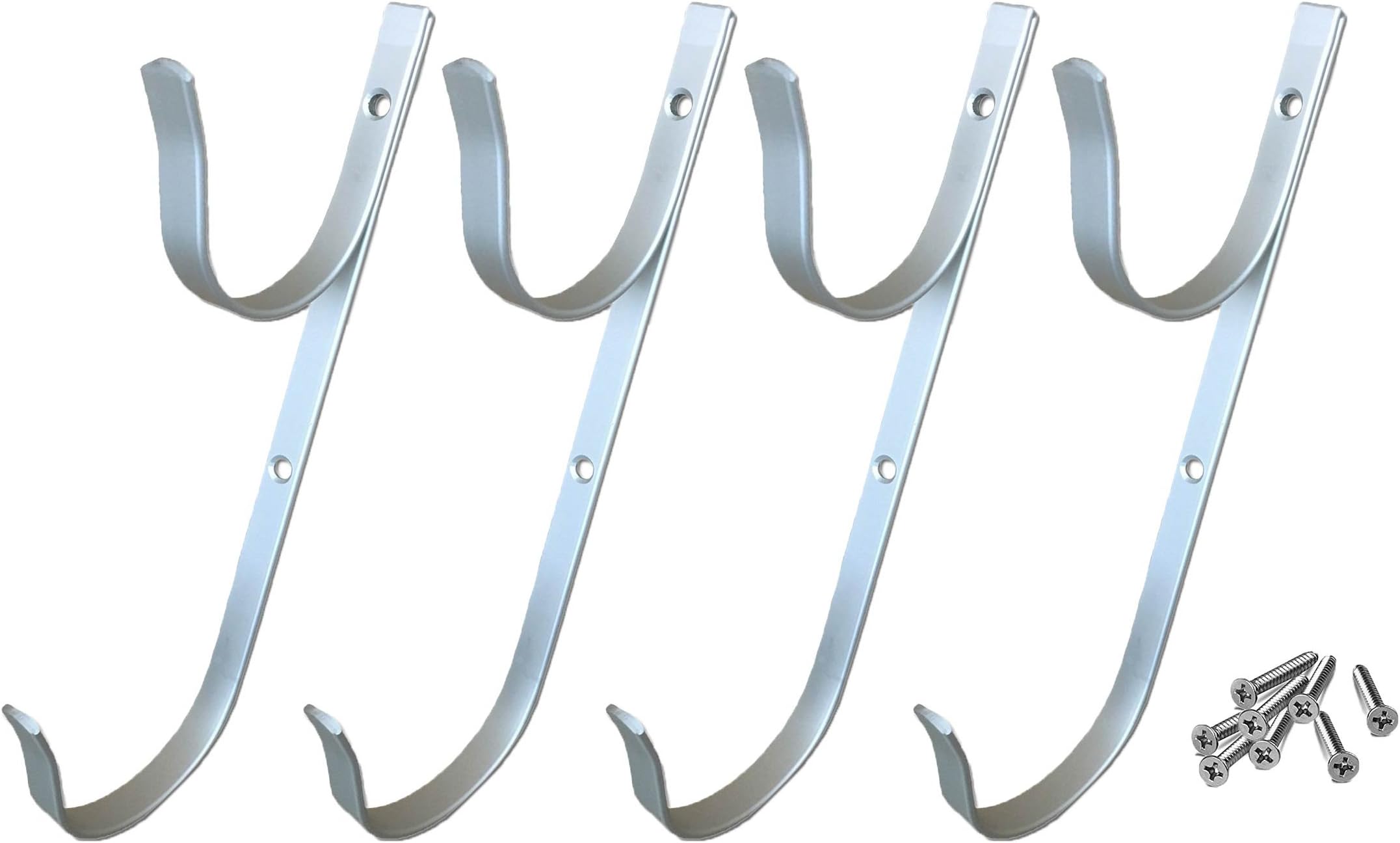 ATIE PoolSupplyTown Pool Aluminum Hangers for Telescopic Poles, Leaf Skimmer, Brushes, Vacuum Hose, Garden Tools - 4 Pcs Set
