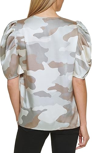 Miniatura 3 de DKNY Top deportivo con cuello en V pulido para mujer