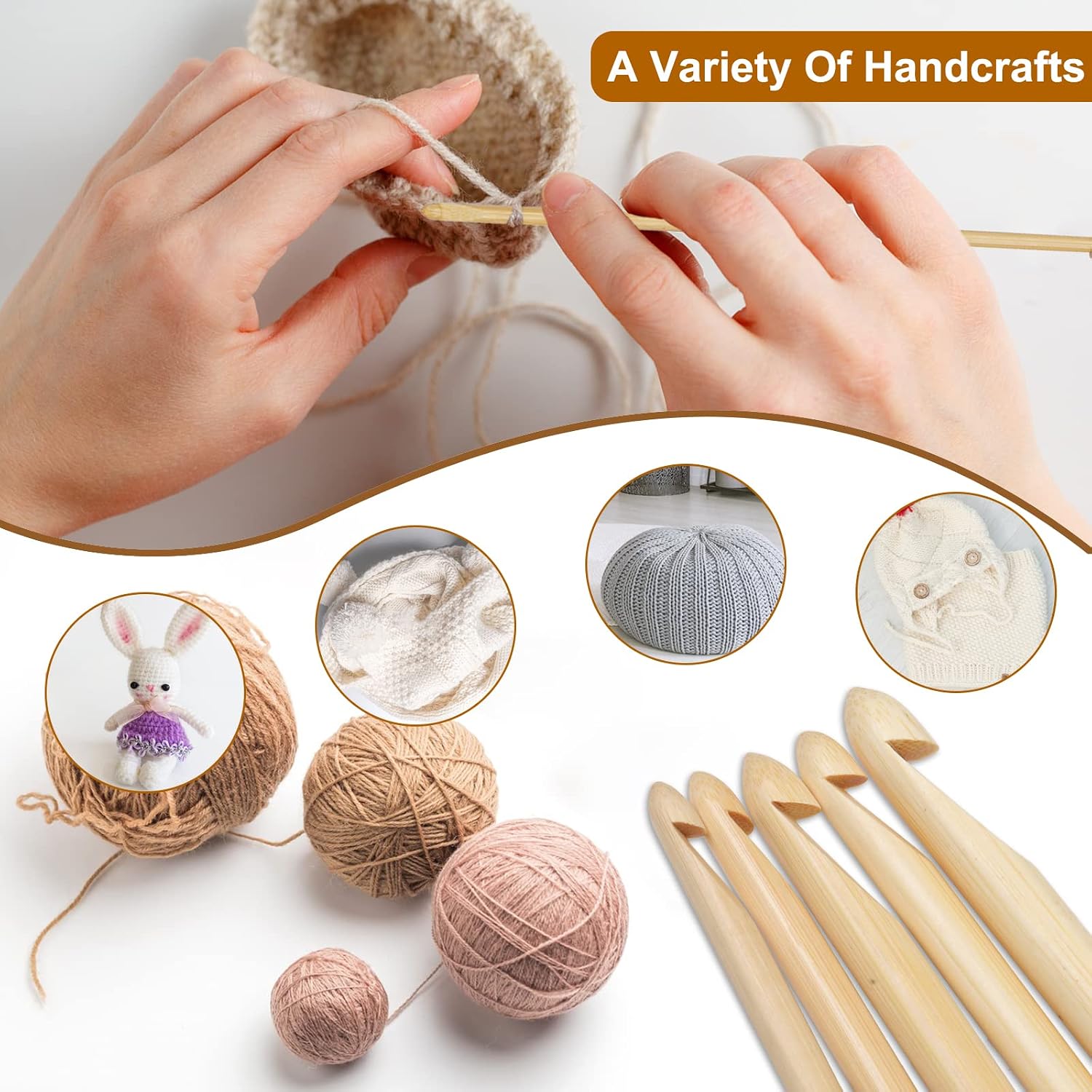 Coopay 12 PCS Tunisian Crochet Hooks, Carbonized Bamboo Crochet Hook Set Long Afghan Crochet Needles for Crocheting, 3.0 mm(D)-10.0 mm(N), Knitting & Crochet Supplies Yarn Weave Tools for Beginners
