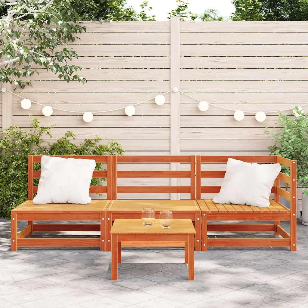 Generico Divano da Giardino a 3 Posti Marrone Cera Legno Massello Pino,Mobili,Mobili da Giardino,Mobili e sedie da Giardino,unità per Divano componibile da Esterno,Marrone,27.2 kg,837953