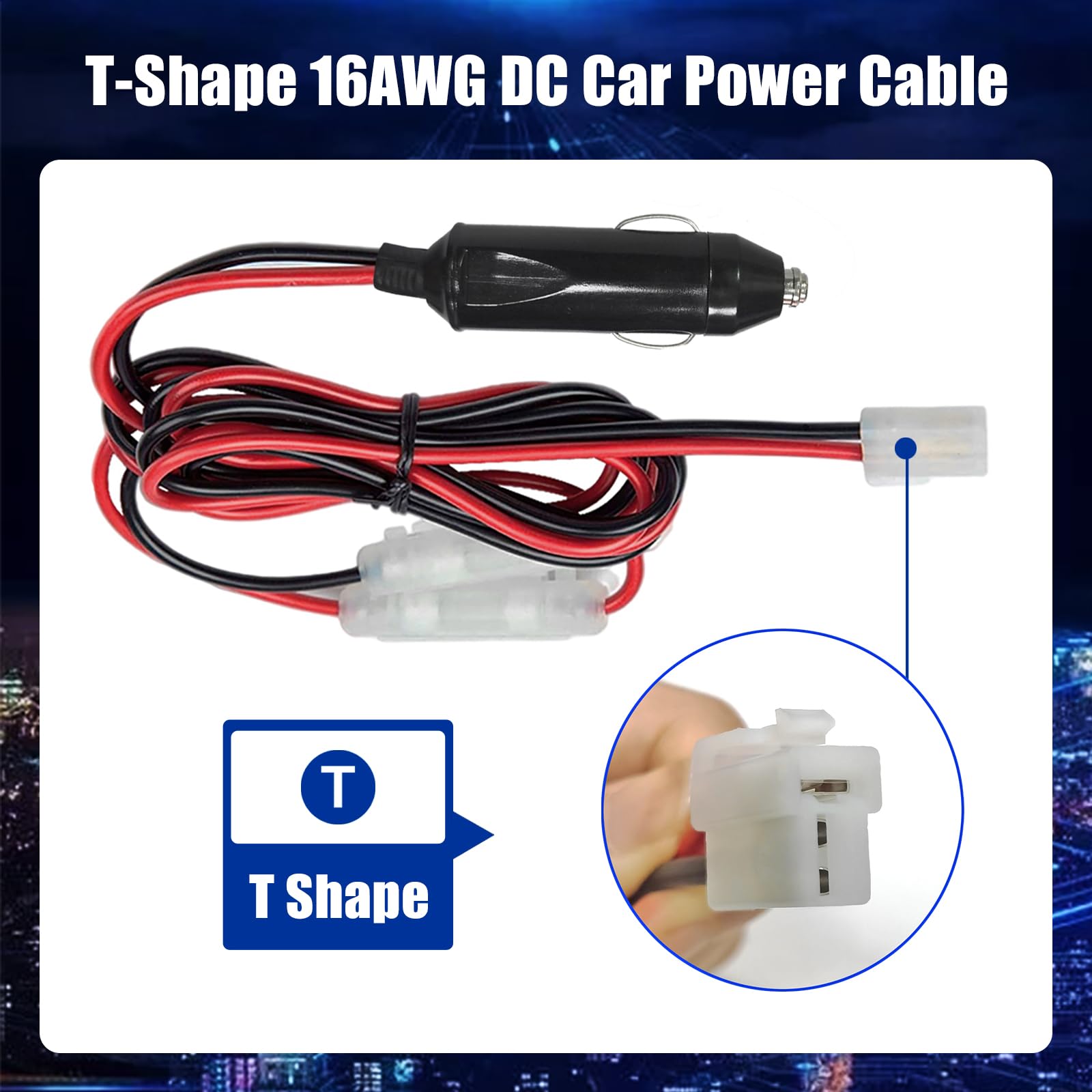 Cable de alimentación CC para radio móvil en forma de T para radio móvil YAESU FT-7800R FT-8900R FT-8900R Kenwood TM-741 TM-G707 TM271 GMRS Radio móvil de 5.5 pies de largo