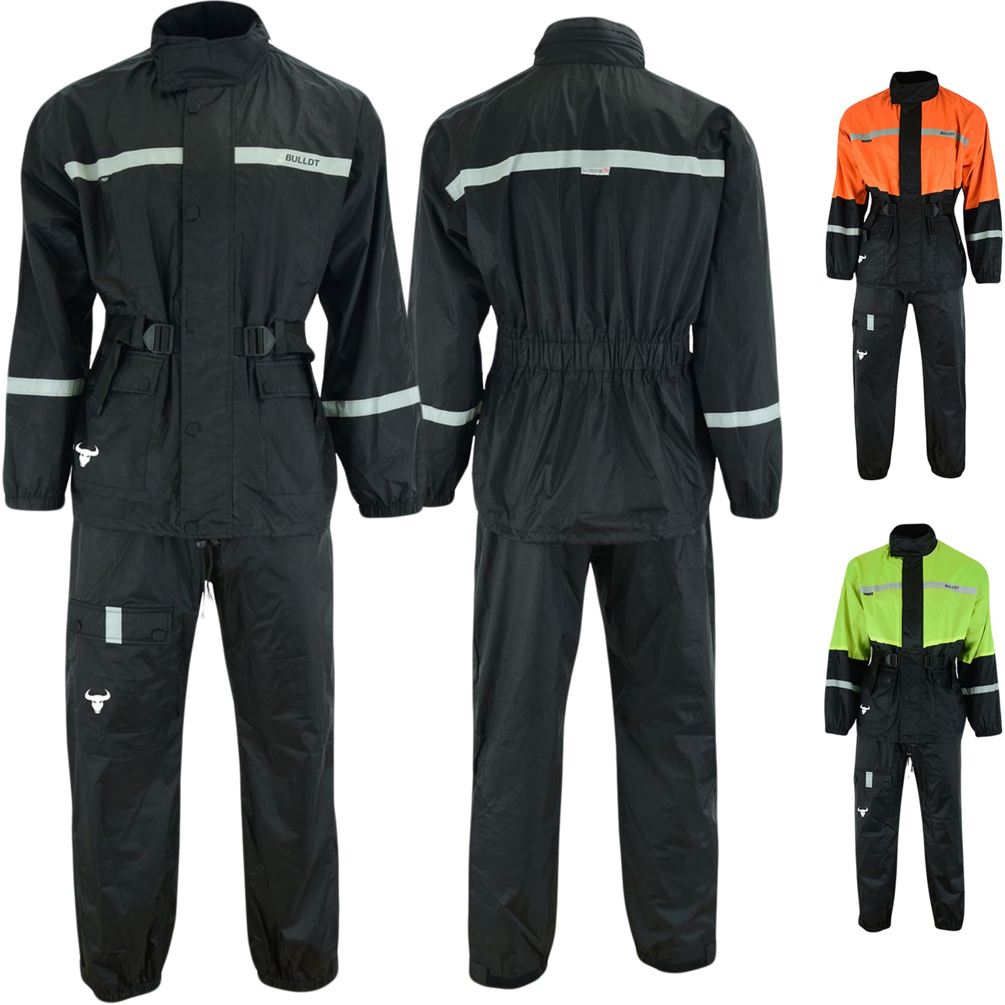 BULLDT Motorrad Regenkombi 2-teilig für Herren – Wasserdichte Regenjacke & Regenhose - luftzirkulierend Mesh-Innenfutter, reflektierend & winddicht – ideal für Motorradfahrer, Fahrradfahrer & Outdoor