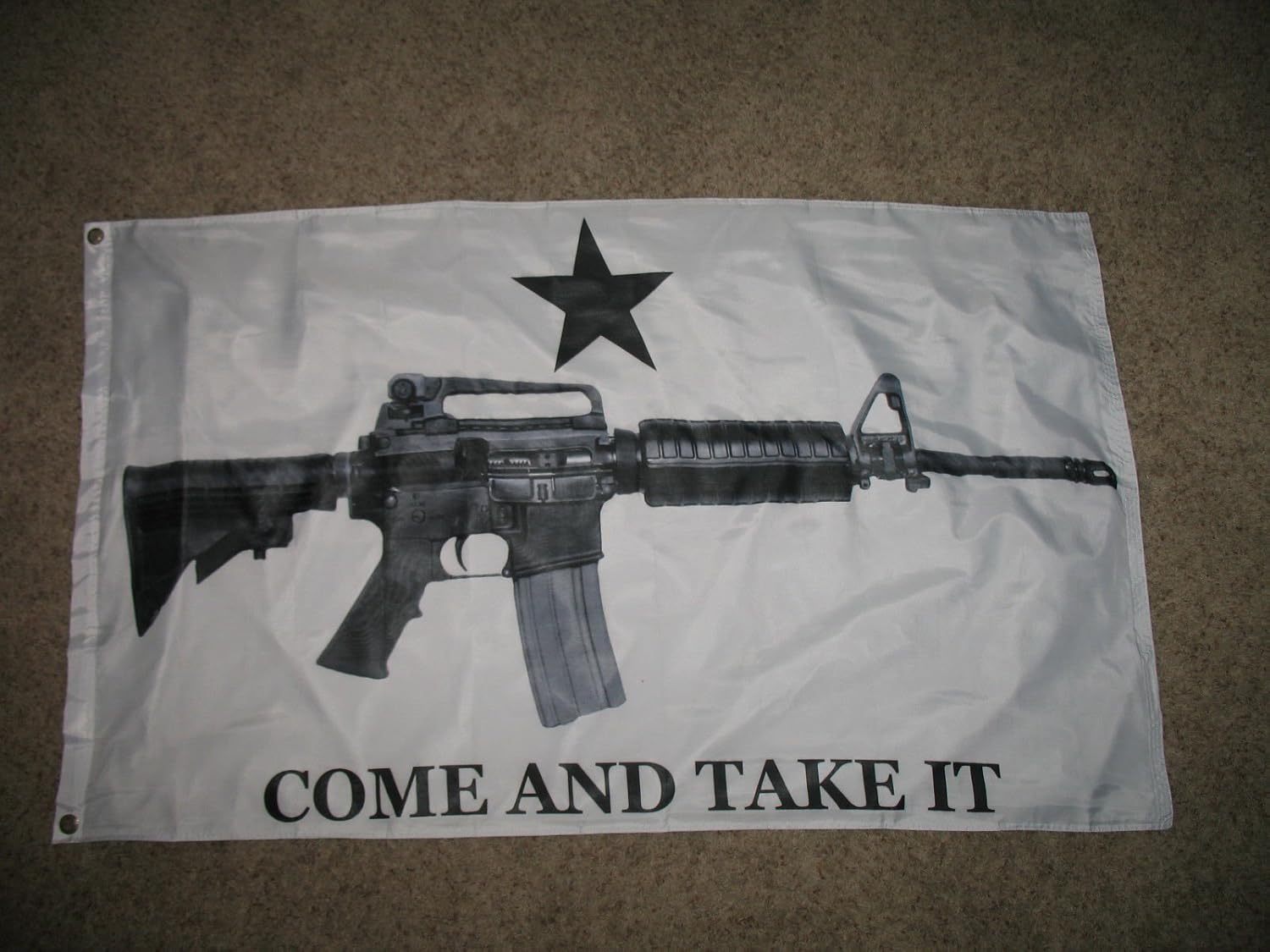 3X5 White Come And Take It Flag M4 Ar-15 Machine 3Ply Sewn Double Sided