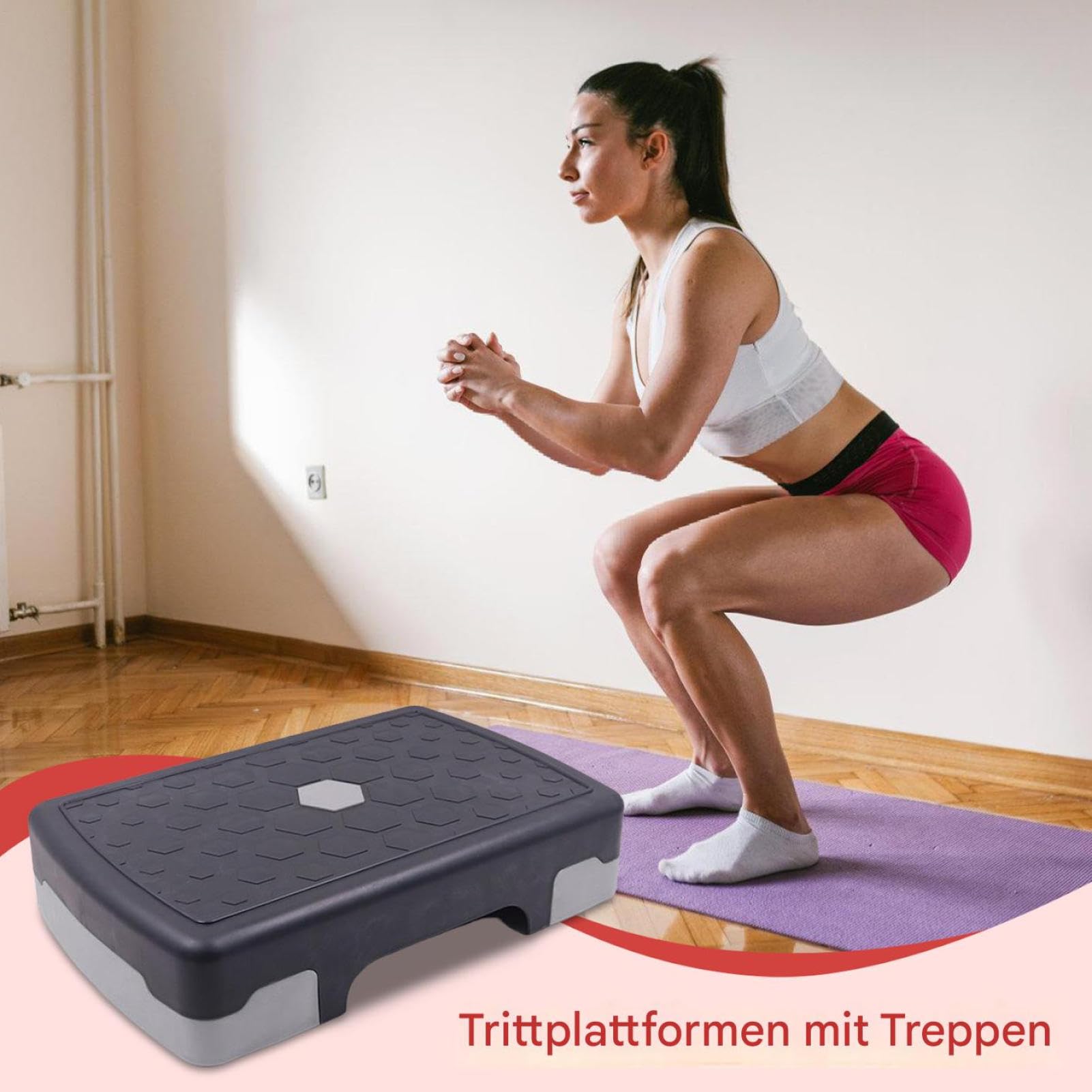Piattaforma fitness, stepper per la casa, livello di allenamento aerobico, efficace unità di esercizio per tutto il corpo, antiscivolo, resistente all'altezza, per casa, appartamento, studio, uso